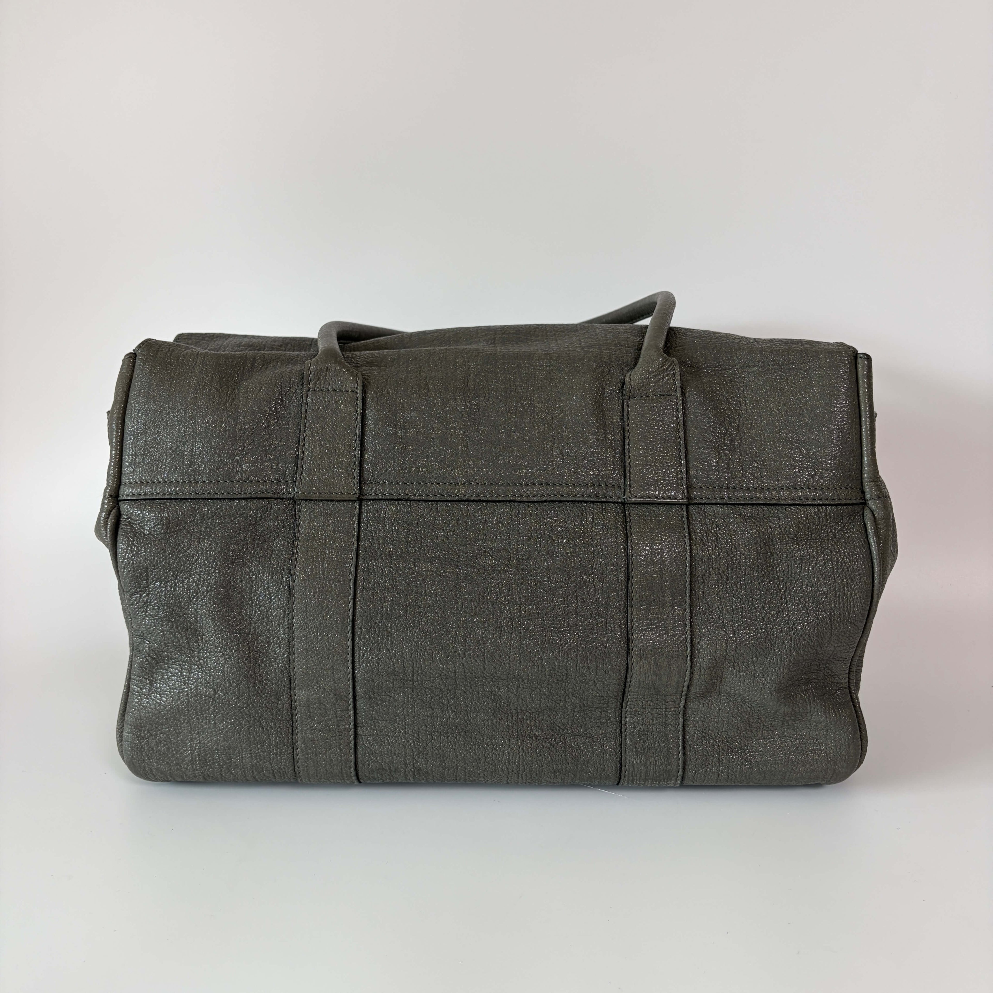 Authentic Mulberry Bayswater Sparkle Tweed Leather Satchel Bag Gray