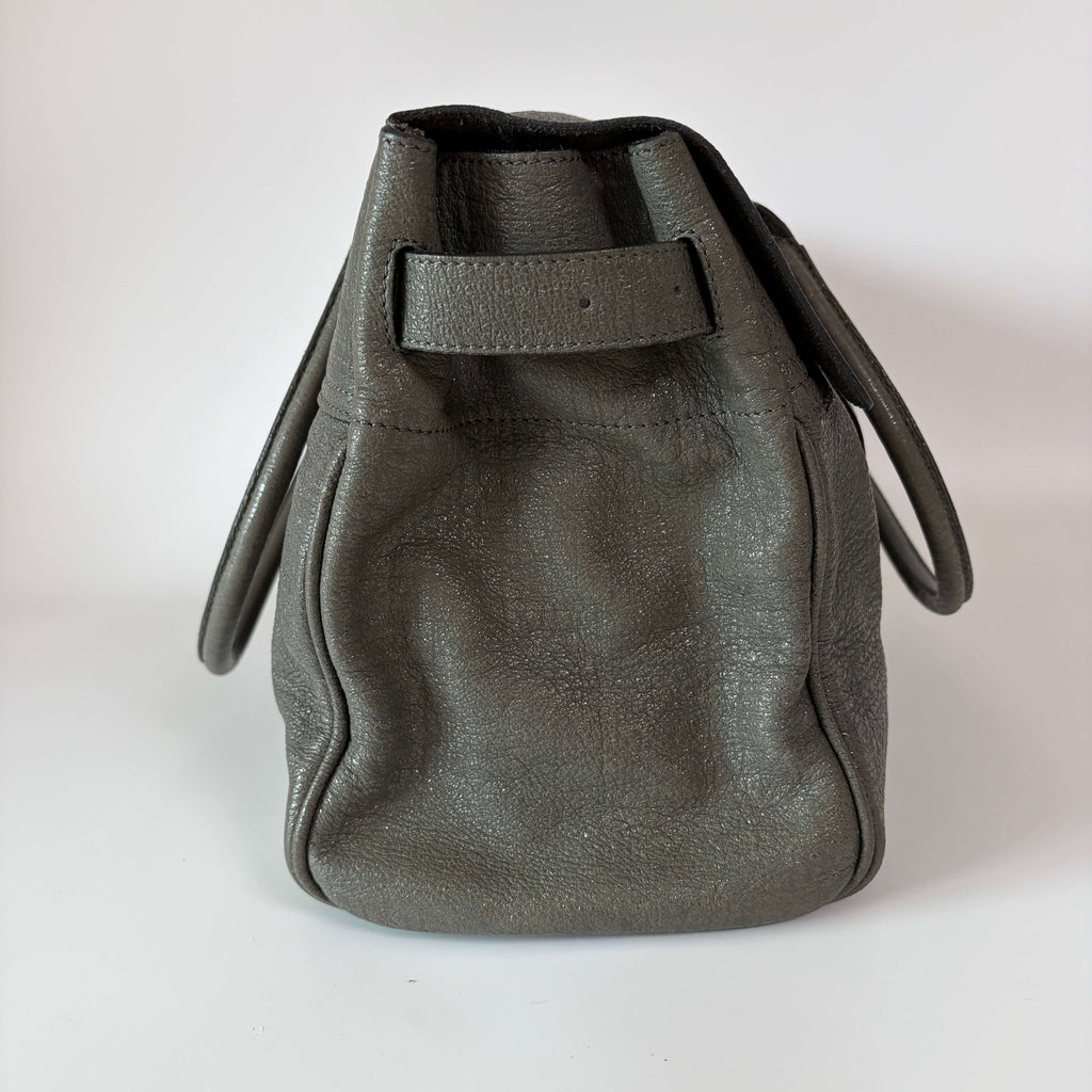 Authentic Mulberry Bayswater Sparkle Tweed Leather Satchel Bag Gray