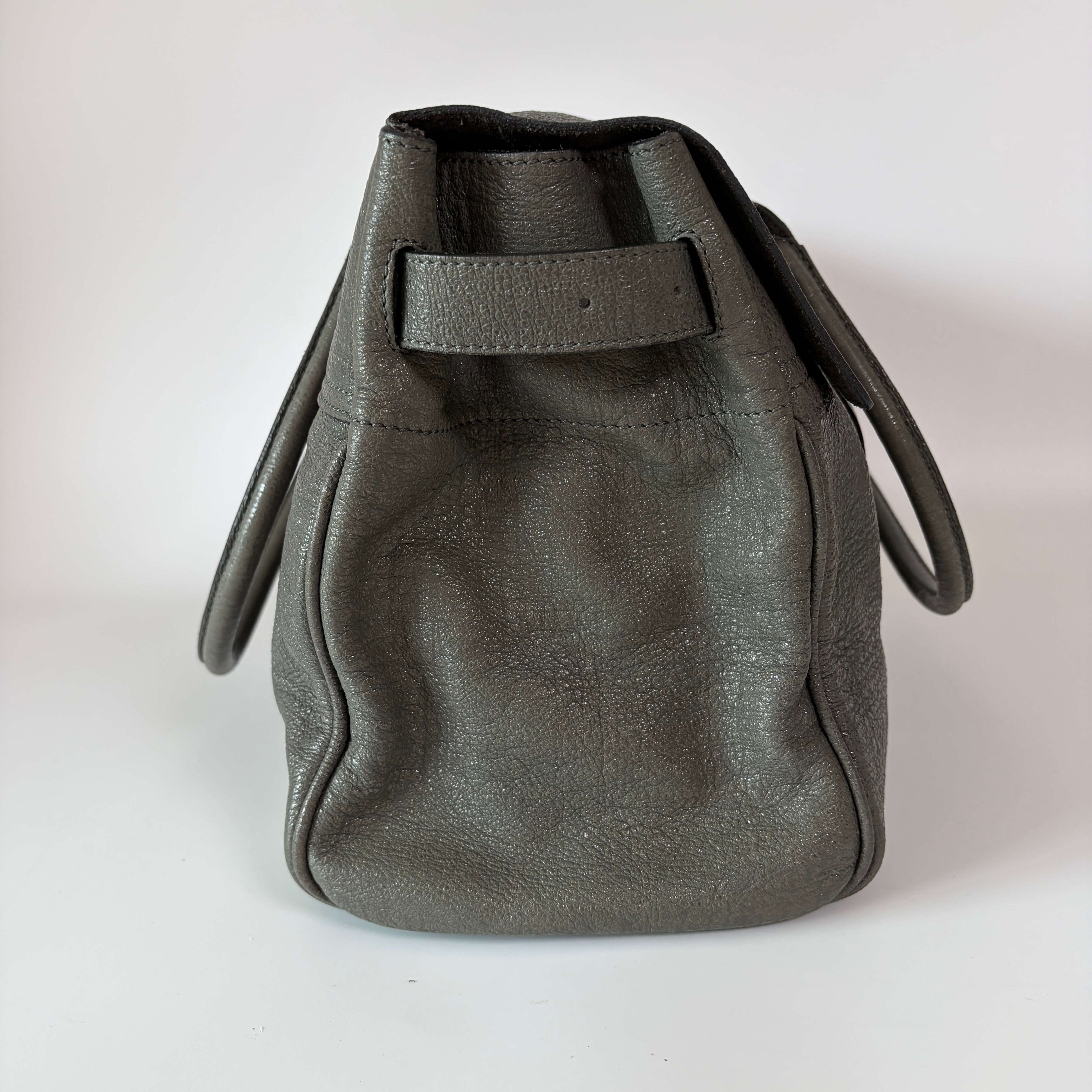 Authentic Mulberry Bayswater Sparkle Tweed Leather Satchel Bag Gray
