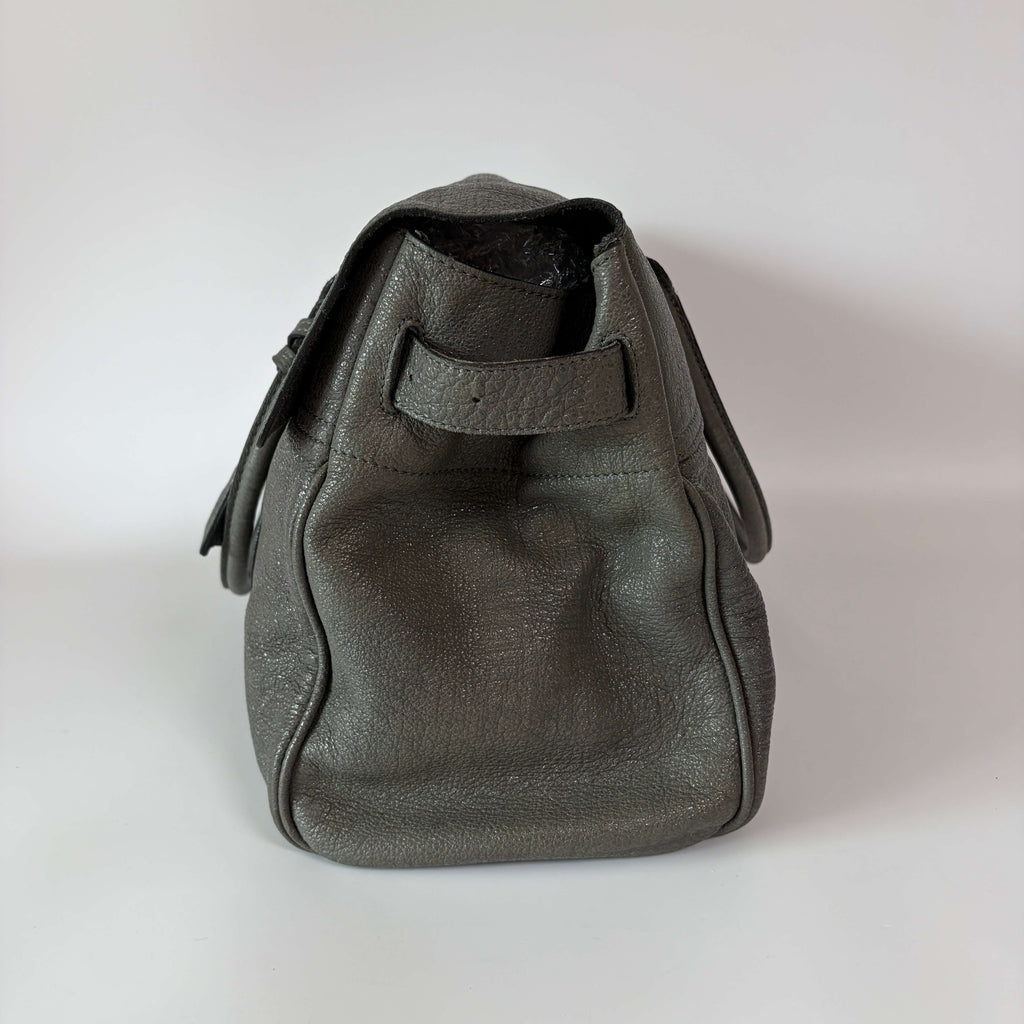 Authentic Mulberry Bayswater Sparkle Tweed Leather Satchel Bag Gray