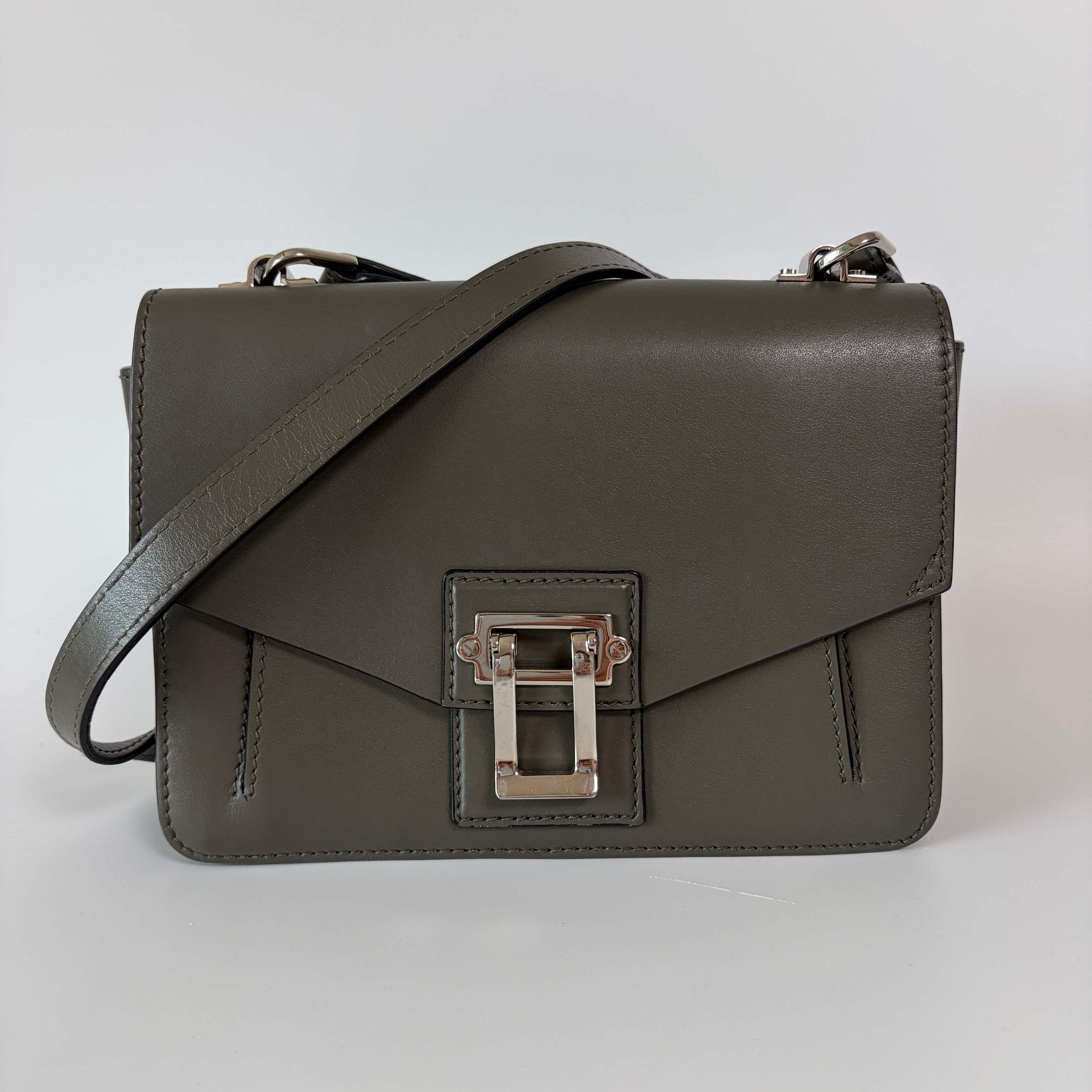 Authentic Proenza Schouler Leather Satchel Shoulder Bag Khaki