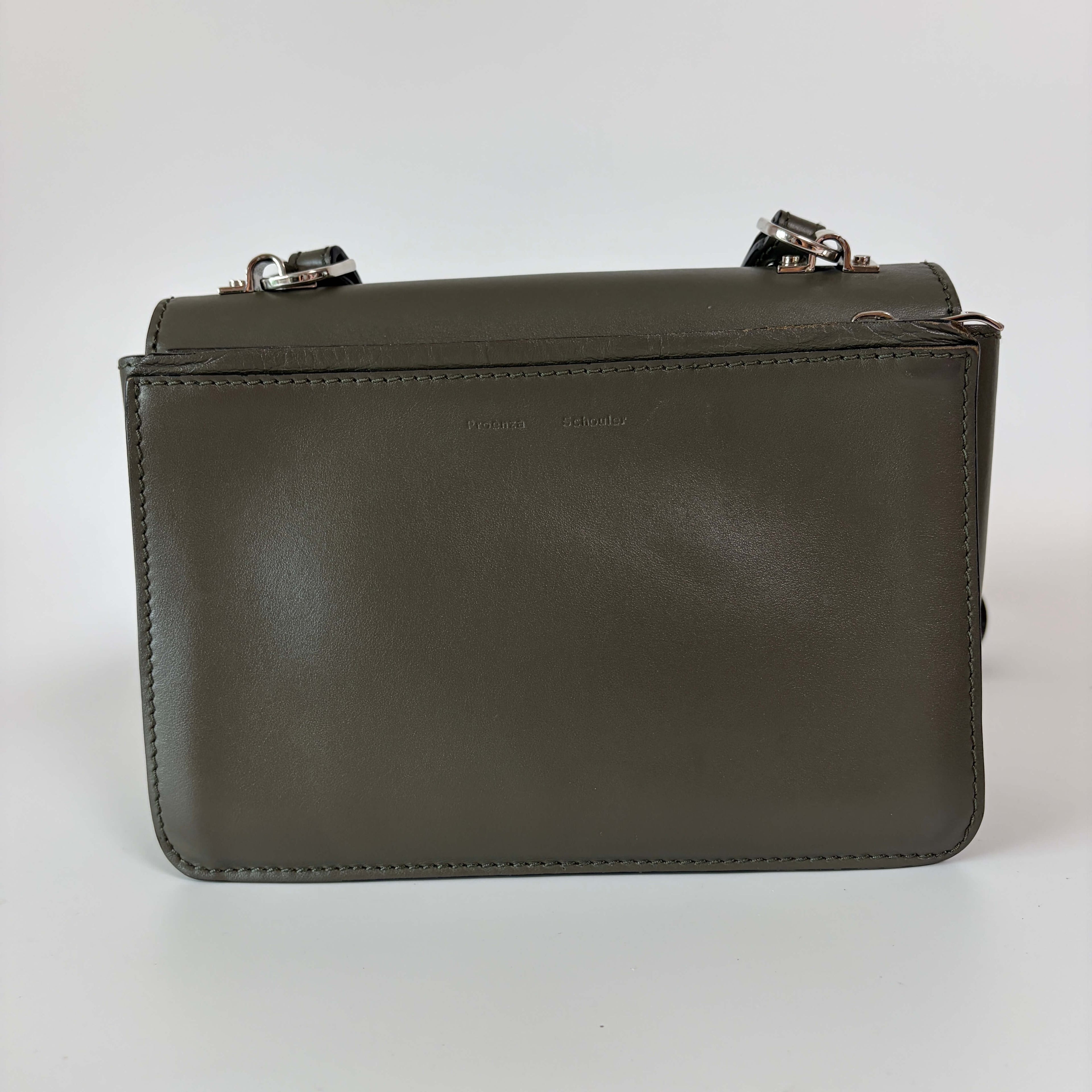 Authentic Proenza Schouler Leather Satchel Shoulder Bag Khaki