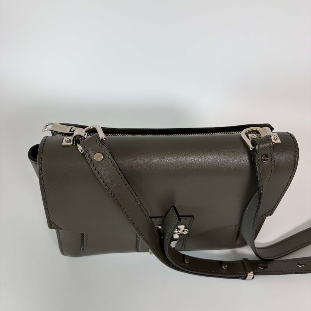 Authentic Proenza Schouler Leather Satchel Shoulder Bag Khaki