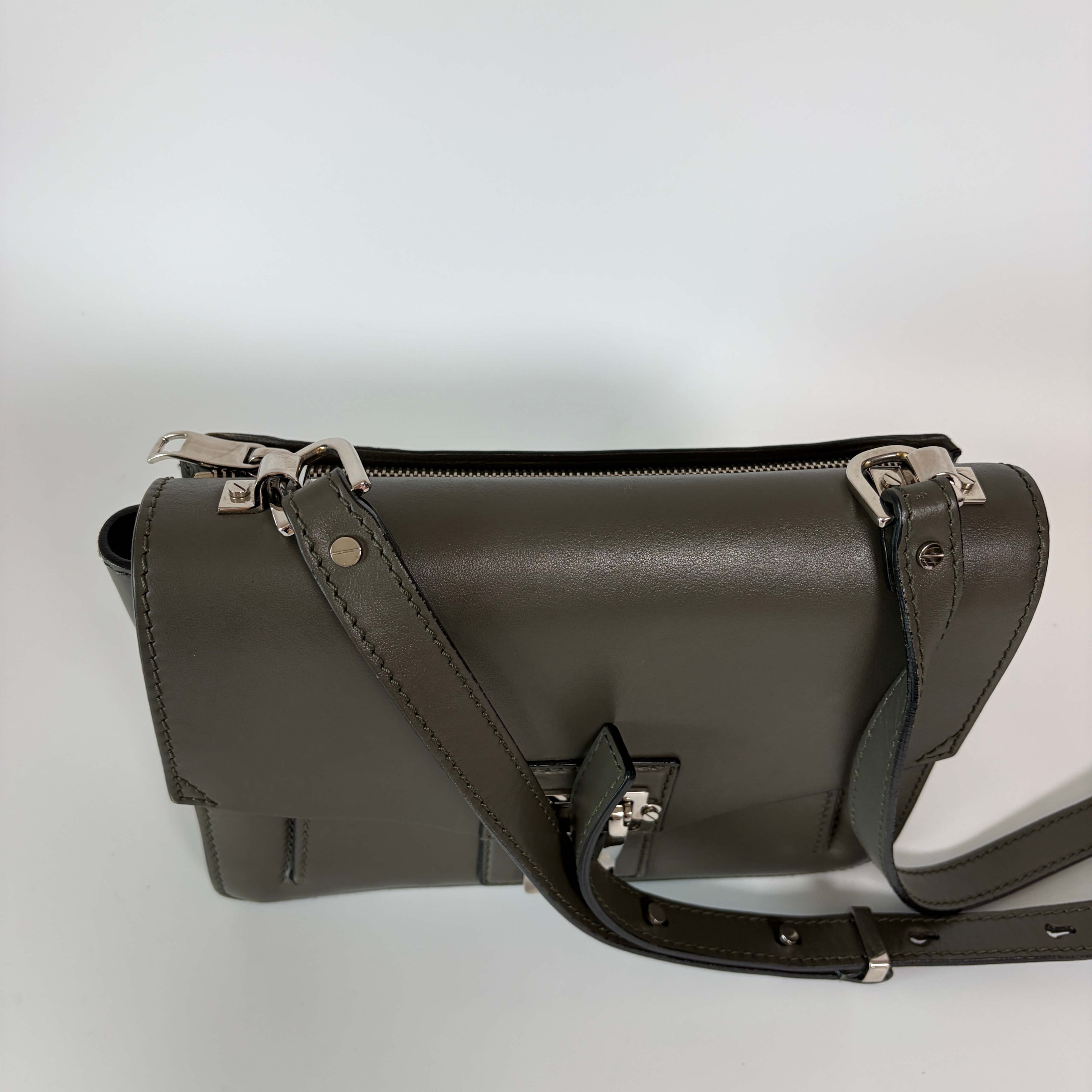 Authentic Proenza Schouler Leather Satchel Shoulder Bag Khaki