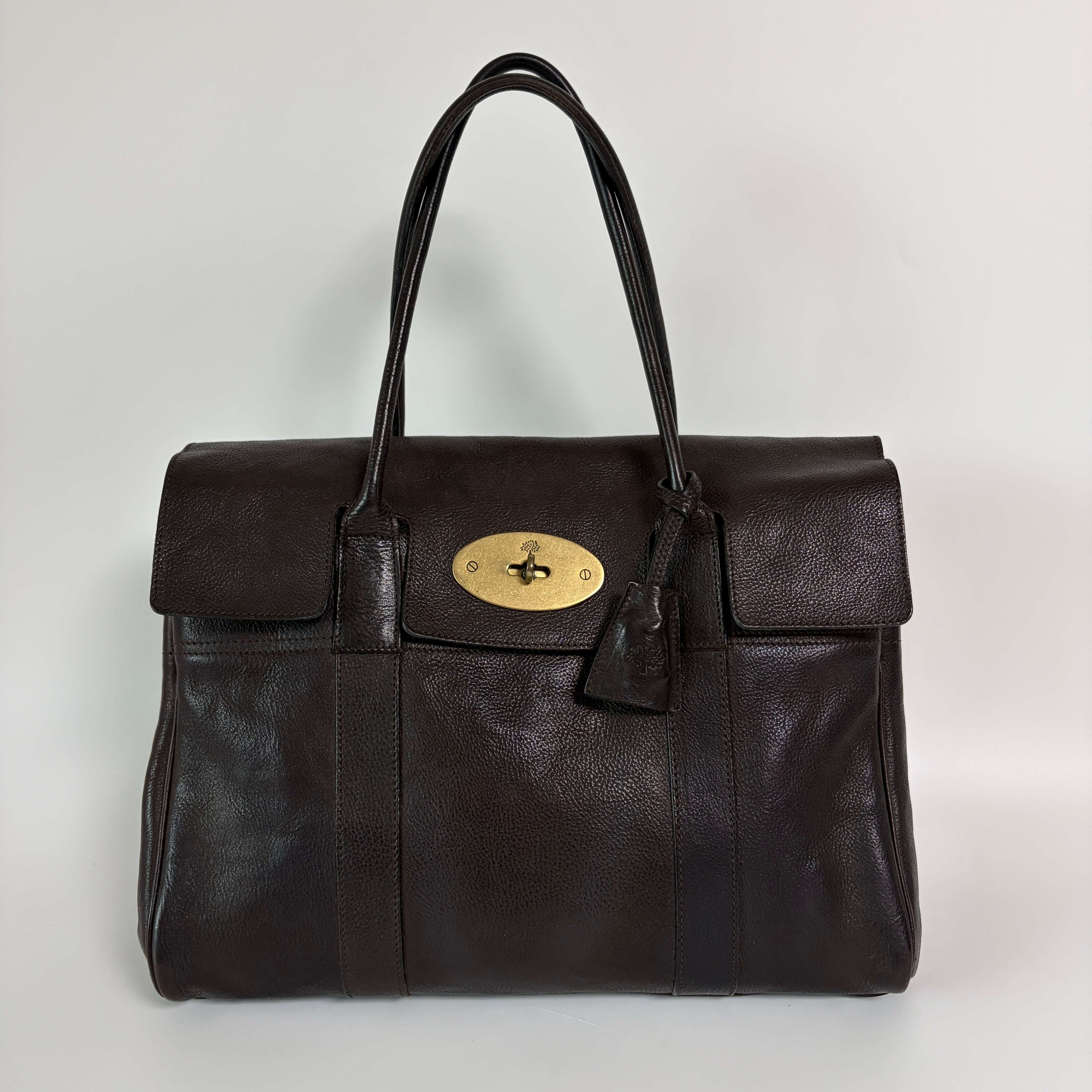 Authentic Mulberry Bayswater Satchel Bag Leather Dark Brown