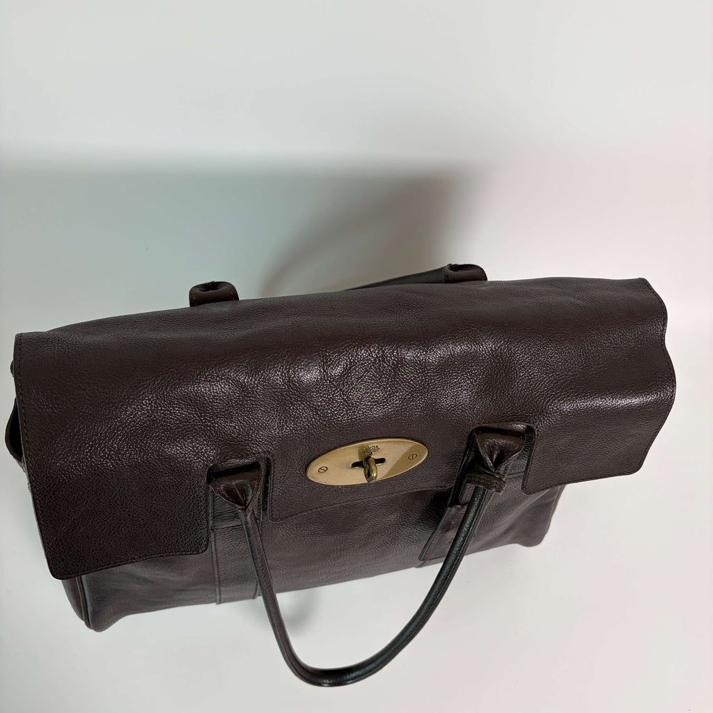 Authentic Mulberry Bayswater Satchel Bag Leather Dark Brown