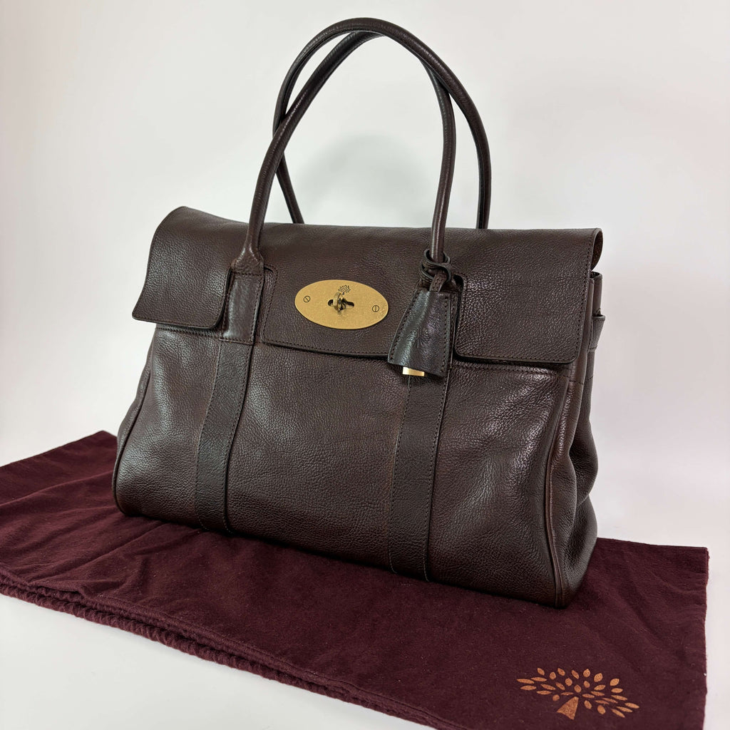 Authentic Mulberry Bayswater Satchel Bag Leather Dark Brown