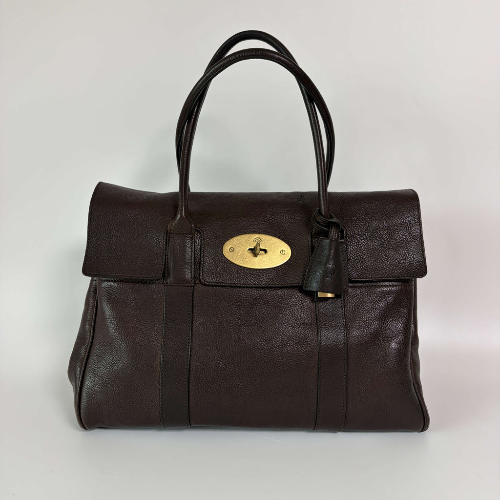 Authentic Mulberry Bayswater Satchel Bag Leather Dark Brown
