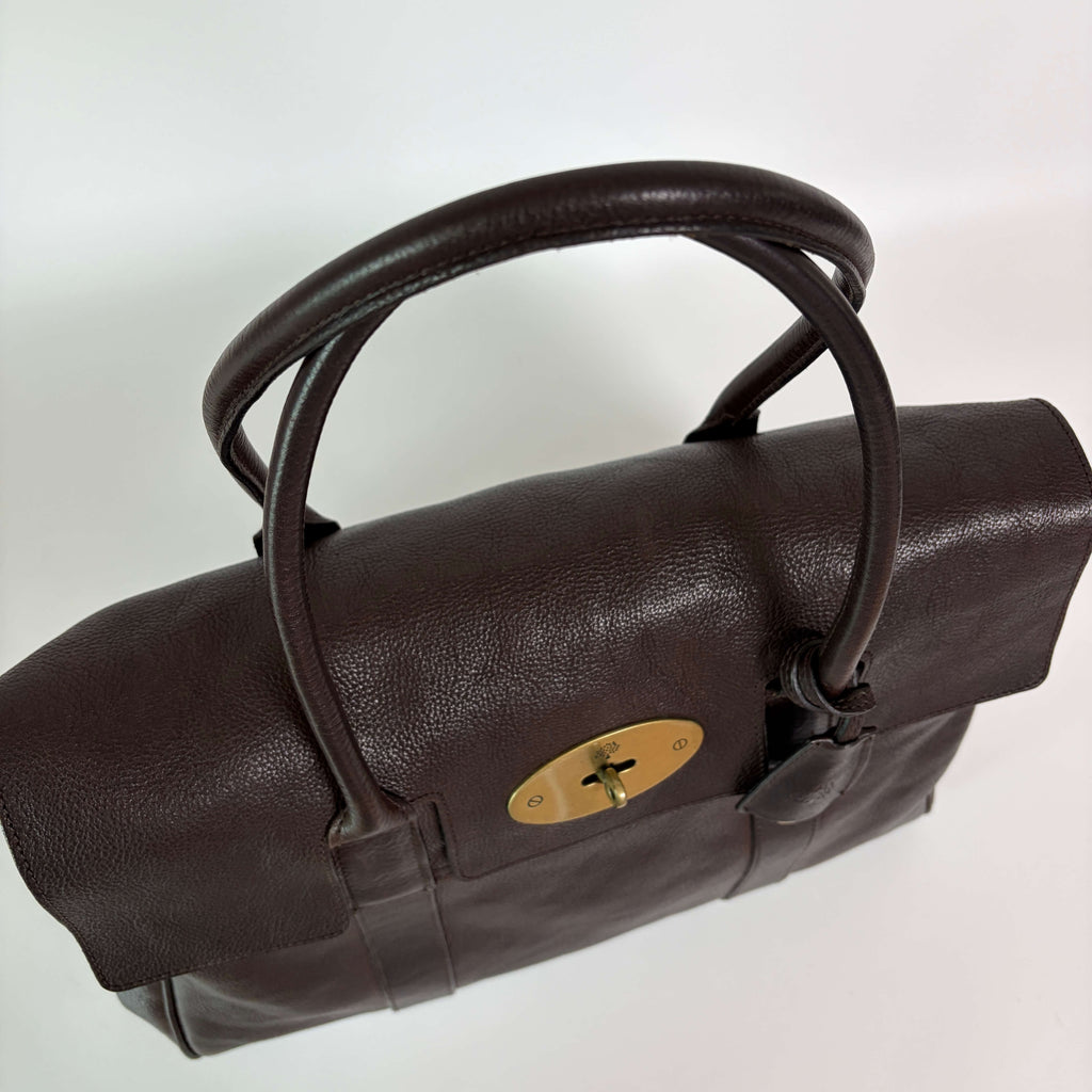 Authentic Mulberry Bayswater Satchel Bag Leather Dark Brown