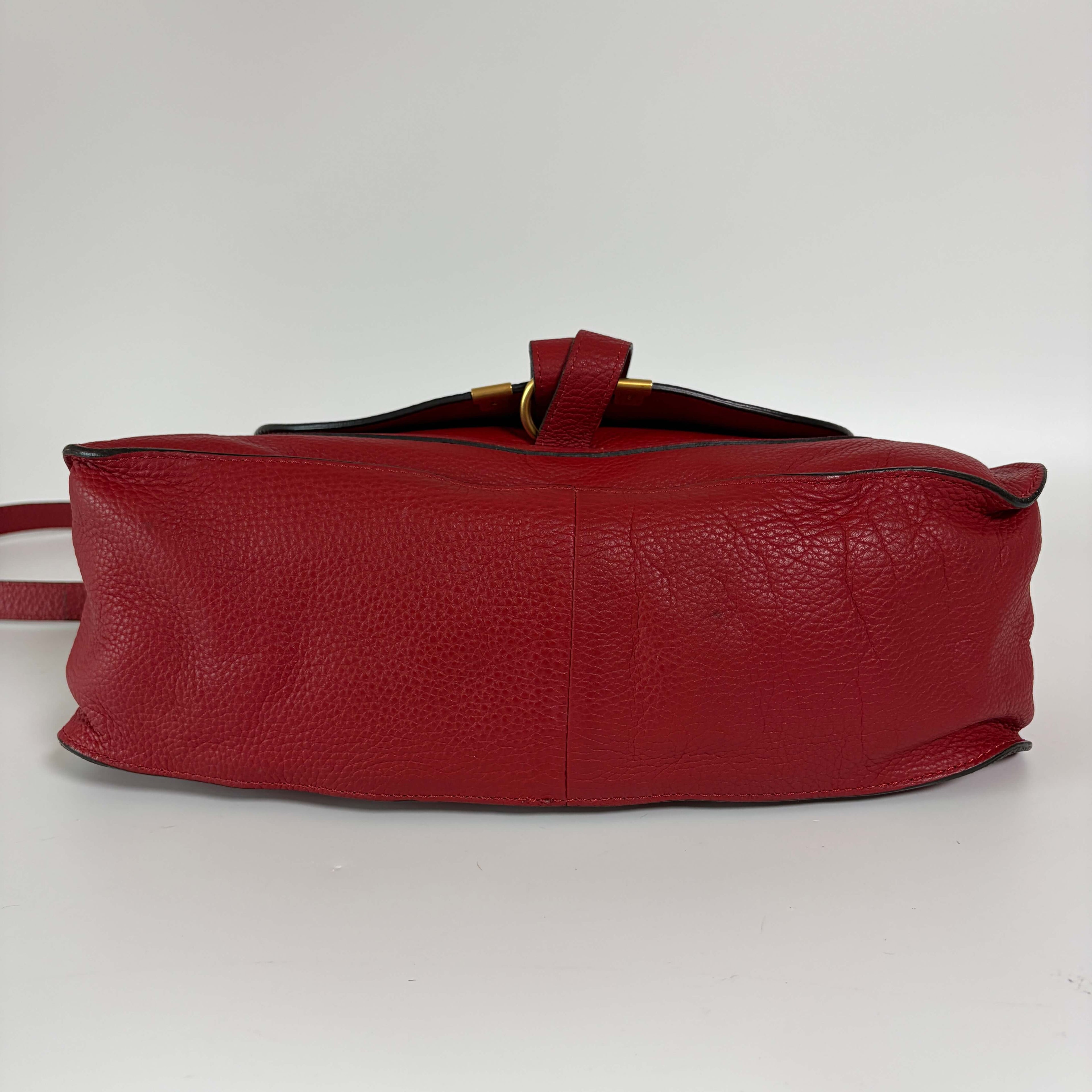 Authentic Chloé Marcie Medium Red Leather Satchel Shoulder Bag