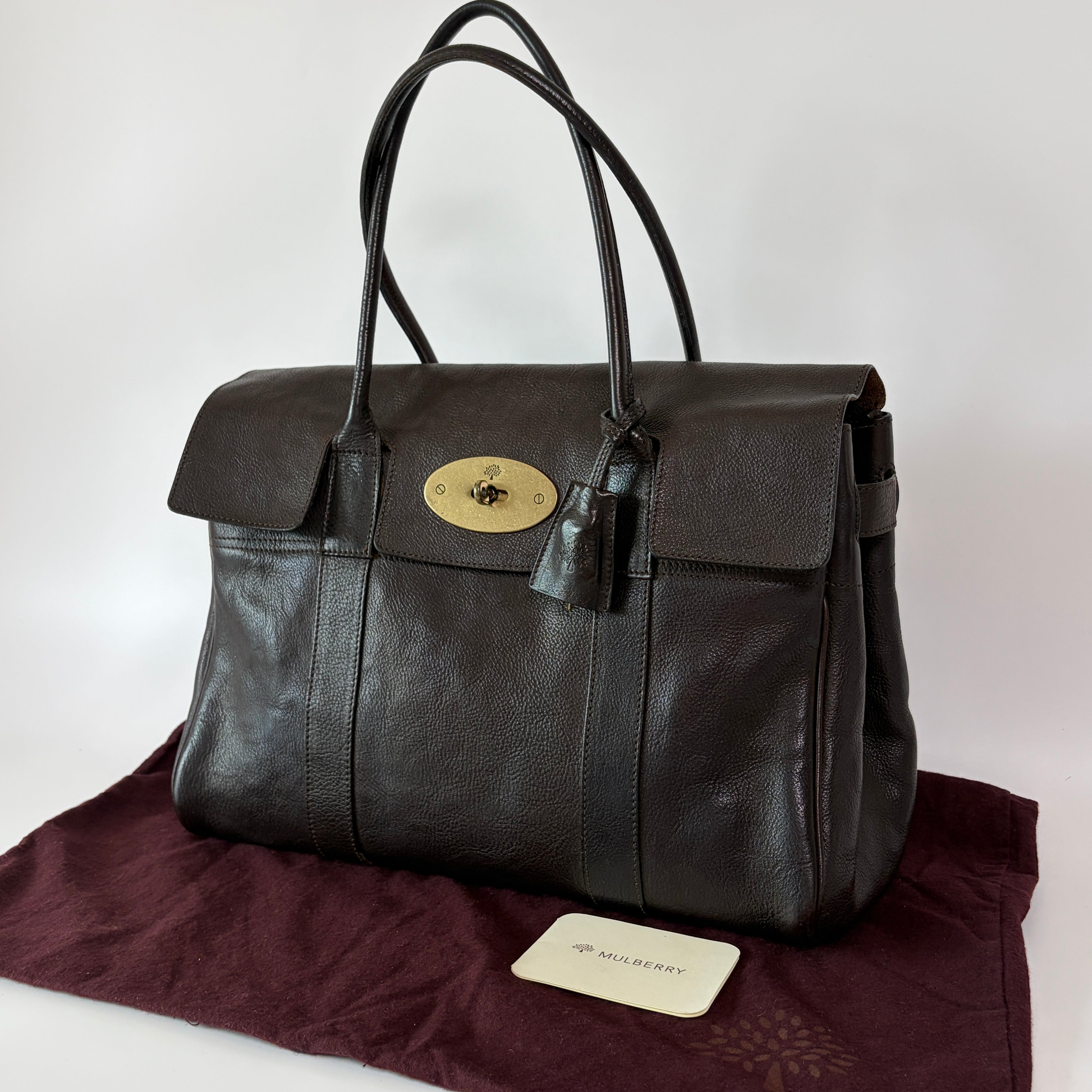 Authentic Mulberry Bayswater Satchel Bag Leather Dark Brown