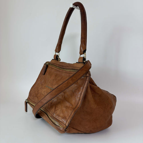 Authentic Givenchy Pandora Small Leather Shoulder Bag Brown