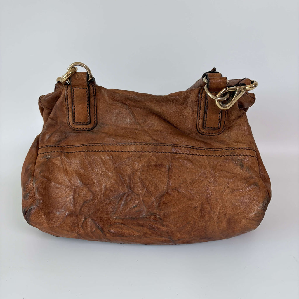 Authentic Givenchy Pandora Small Leather Shoulder Bag Brown