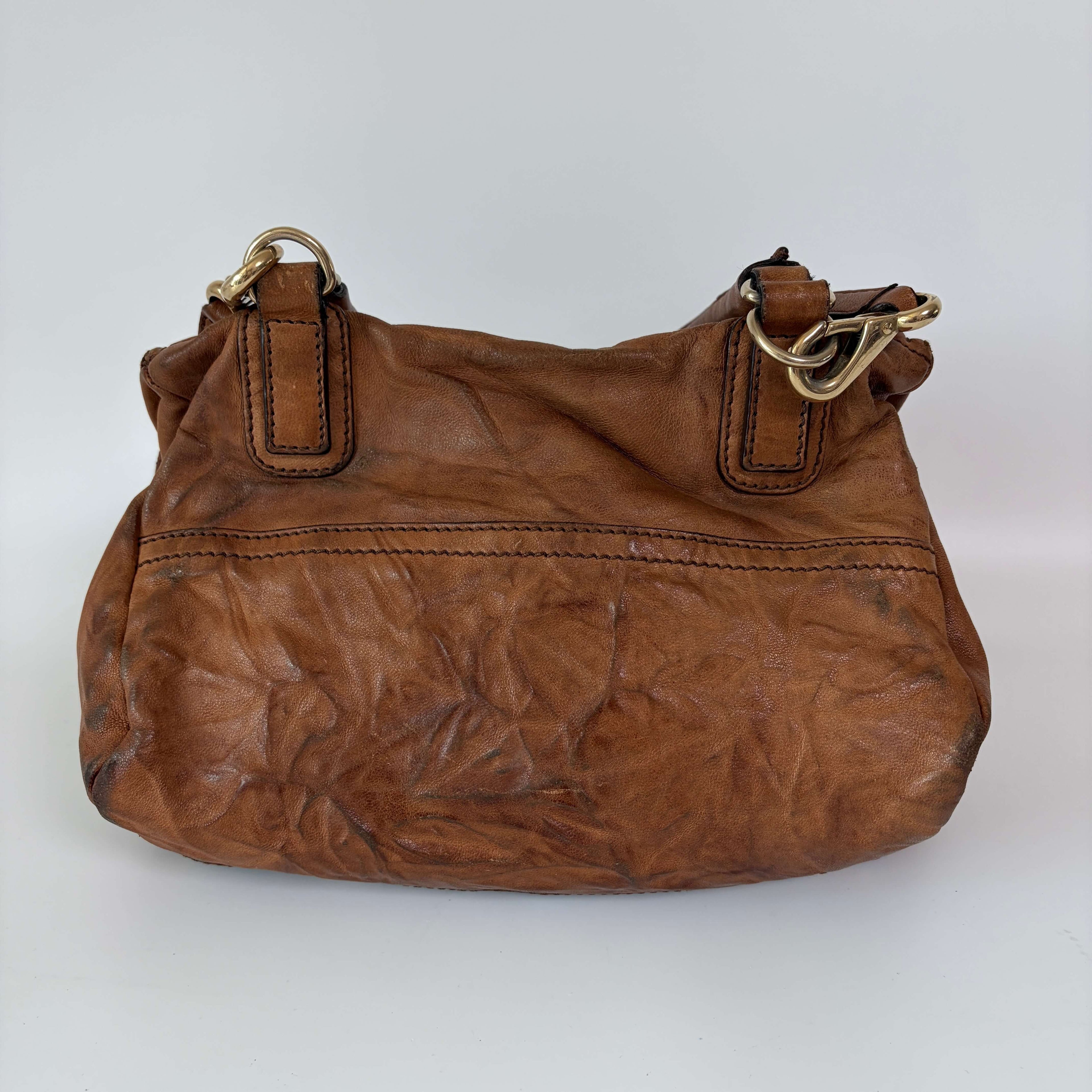 Authentic Givenchy Pandora Small Leather Shoulder Bag Brown
