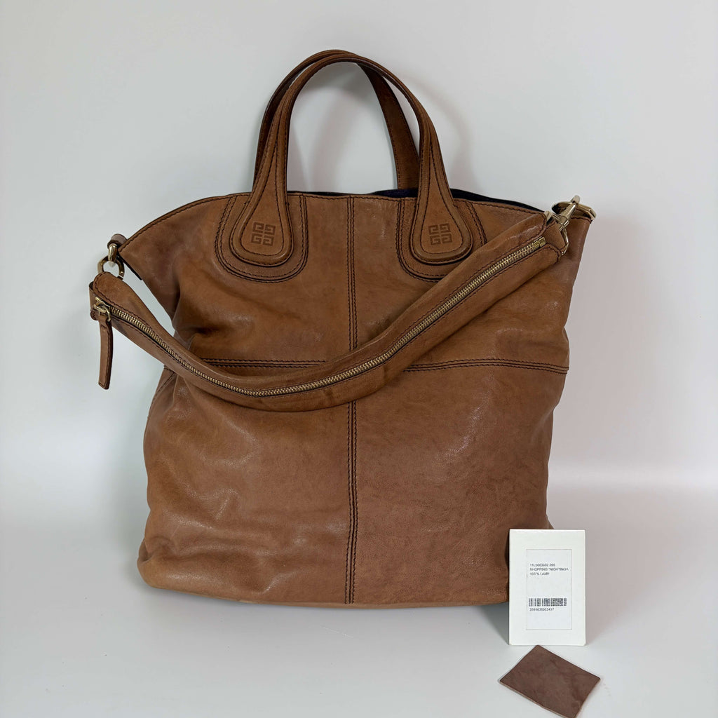 Authentic Givenchy Nightingale Large Shopper Tote Bag Tan Leather
