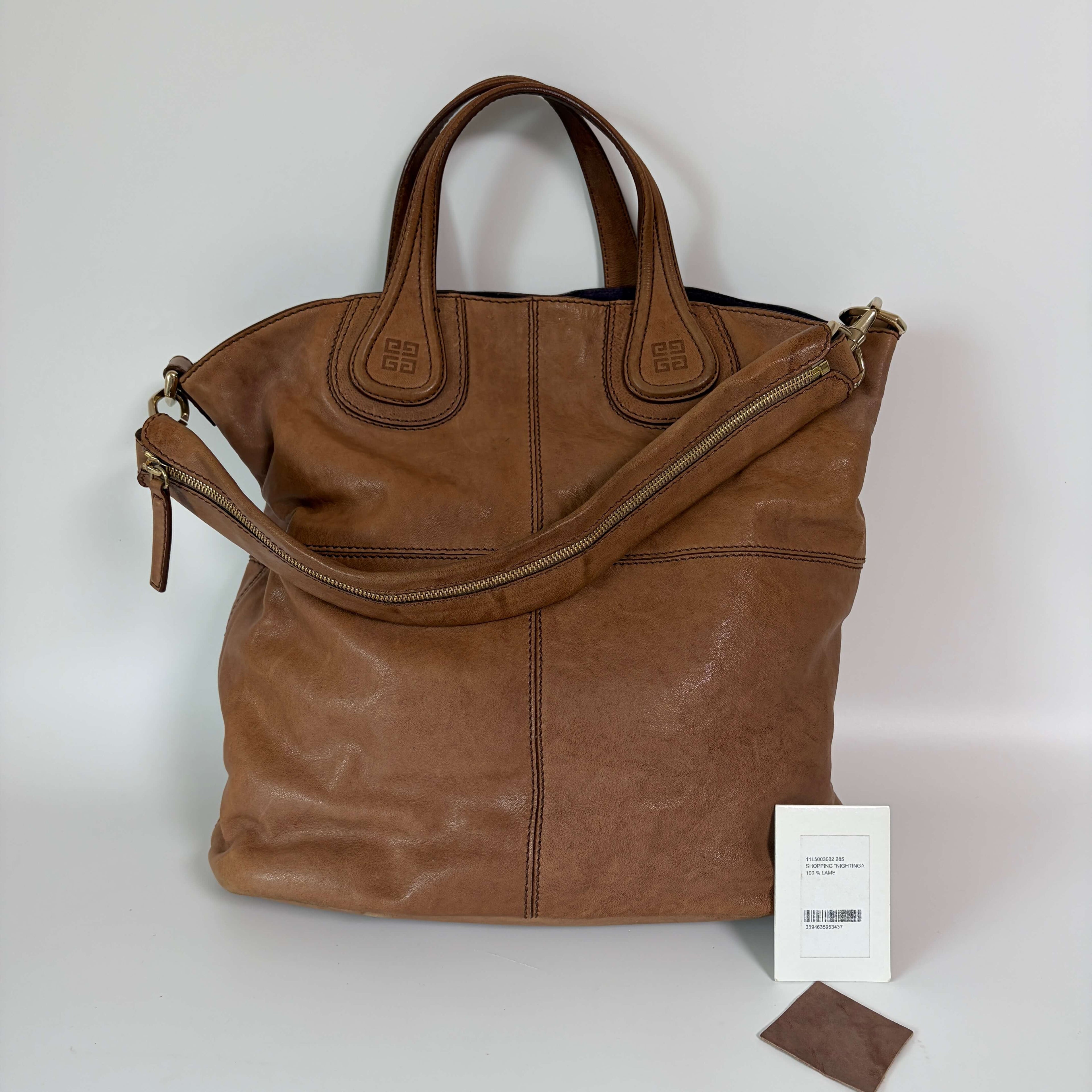 Authentic Givenchy Nightingale Large Shopper Tote Bag Tan Leather