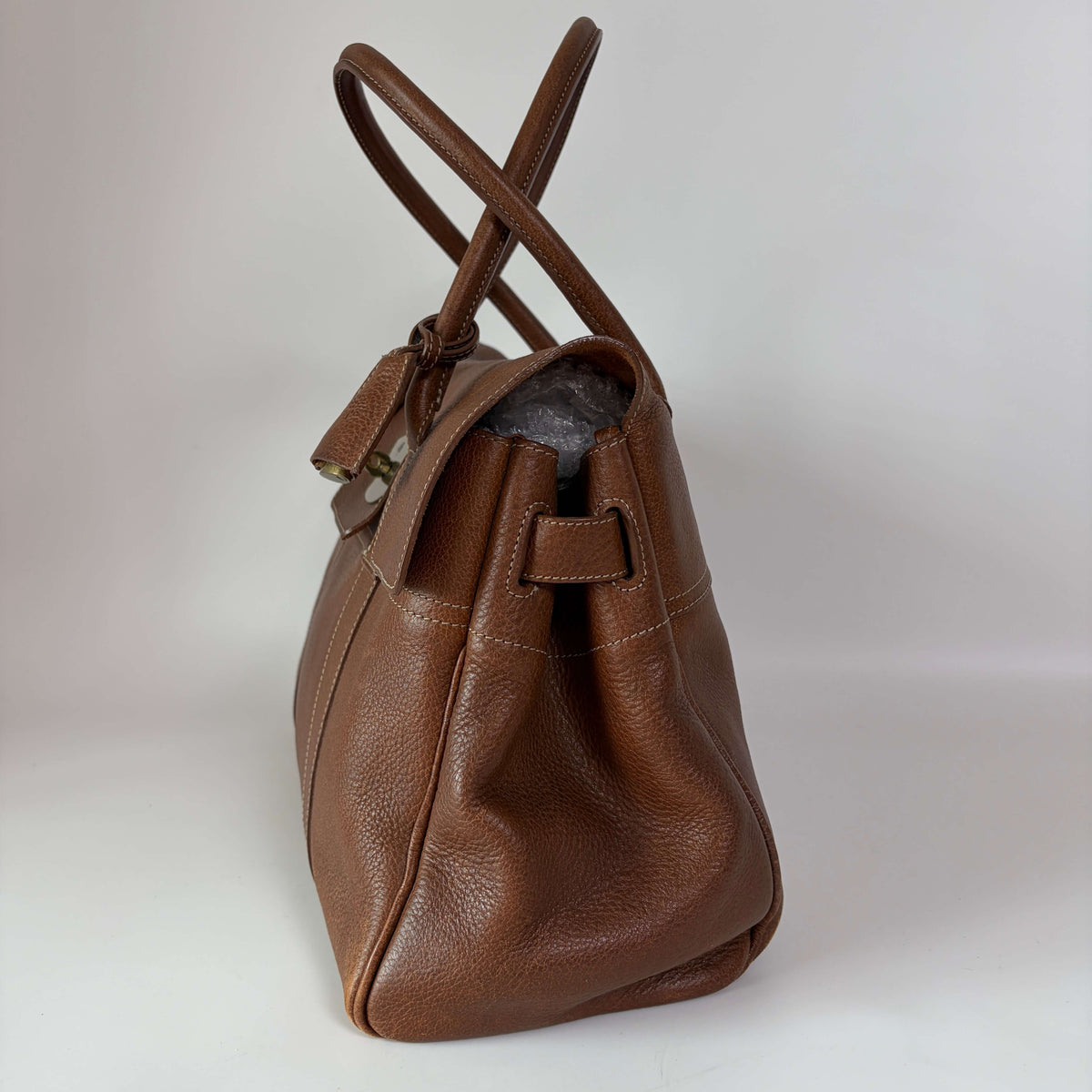 Mulberry Bayswater brown leather bag right side view