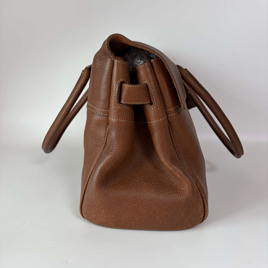 Mulberry Bayswater brown leather bag left side view