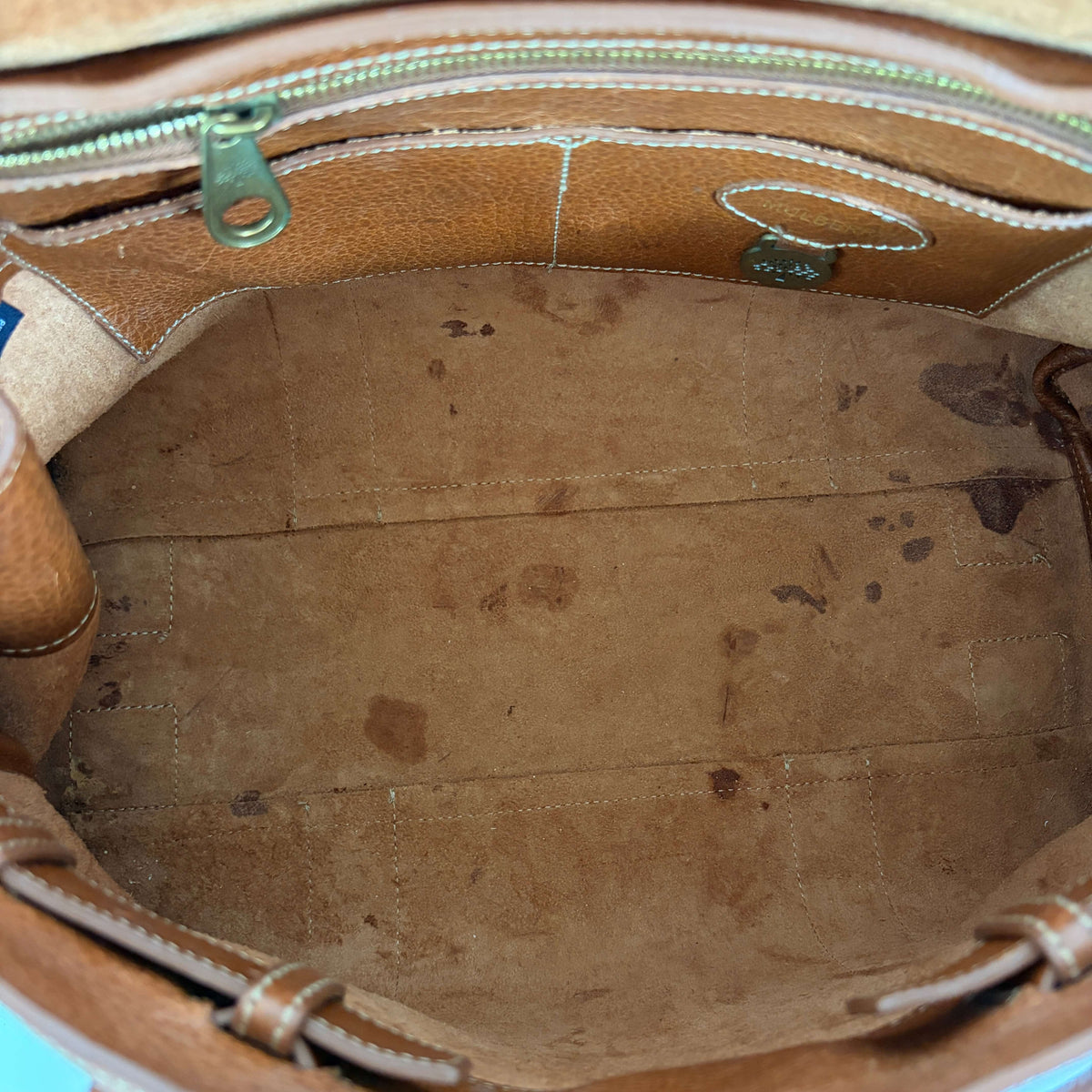 Mulberry Bayswater brown leather bag interior and pocket details