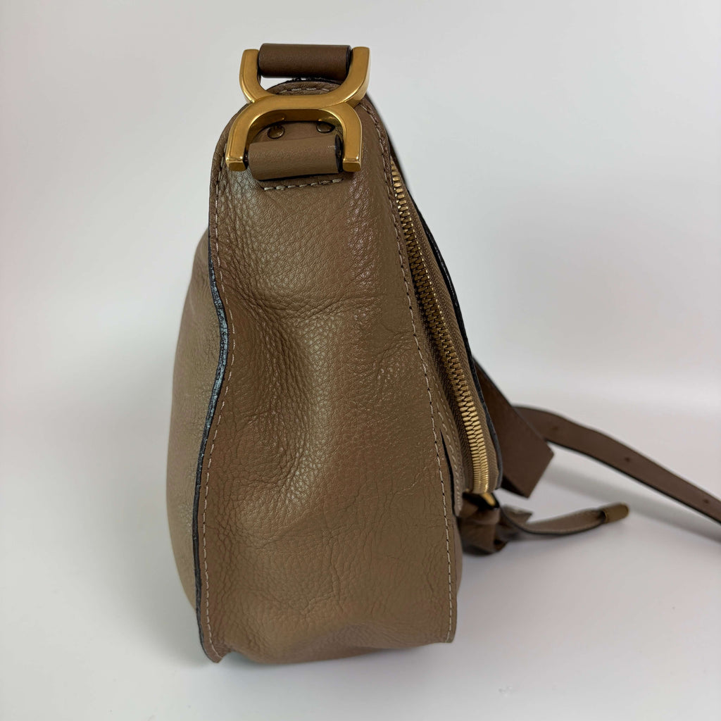 Chloé Marcie Medium Crossbody Bag Nut brown leather left side view
