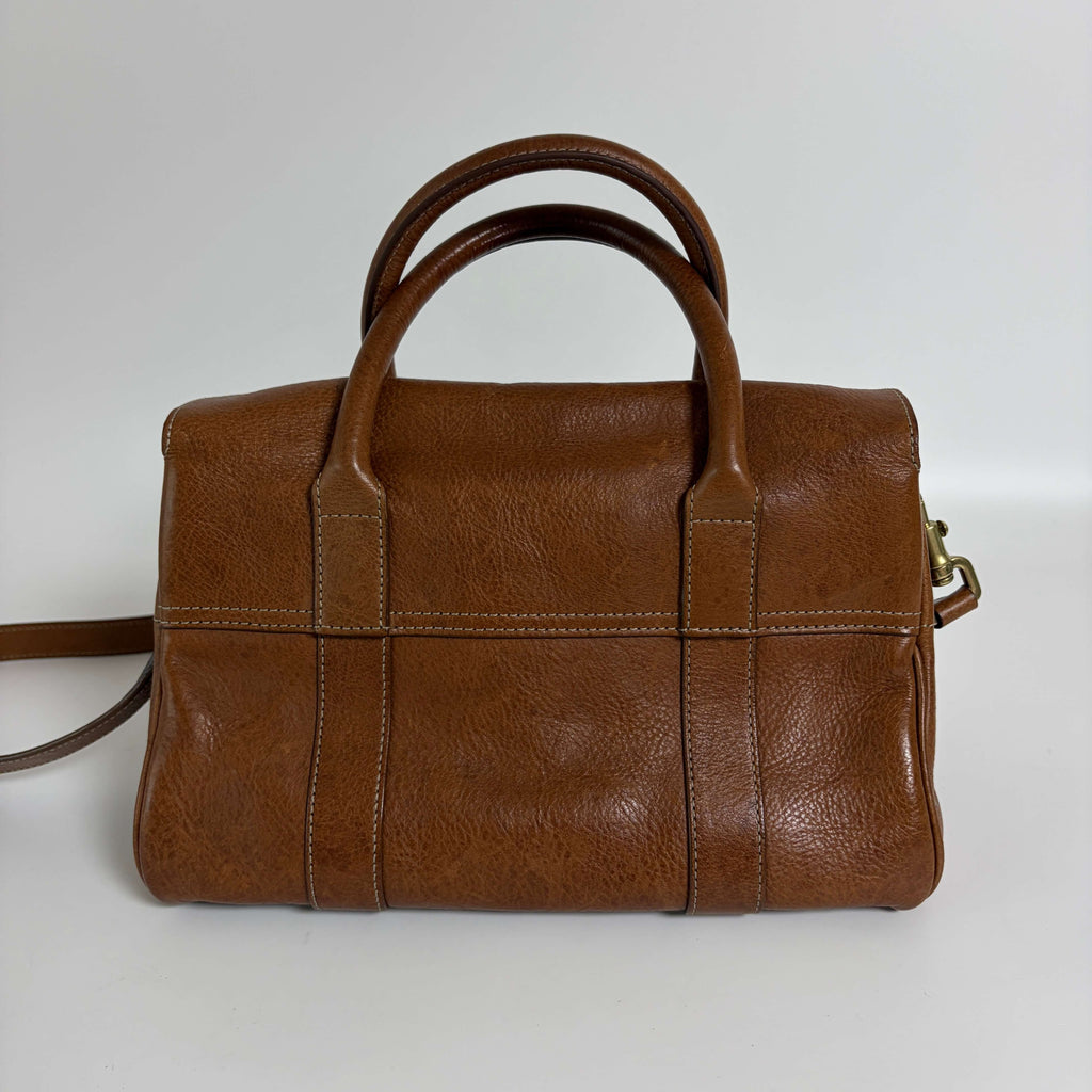 Mulberry Small Bayswater Satchel natural tan leather bag back view
