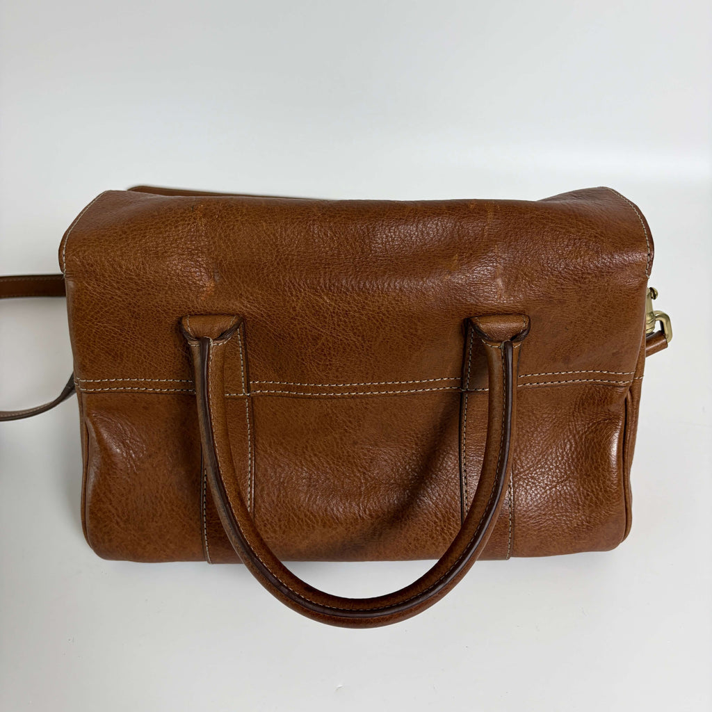 Authentic Mulberry Small Bayswater Satchel Leather Bag Natural Tan