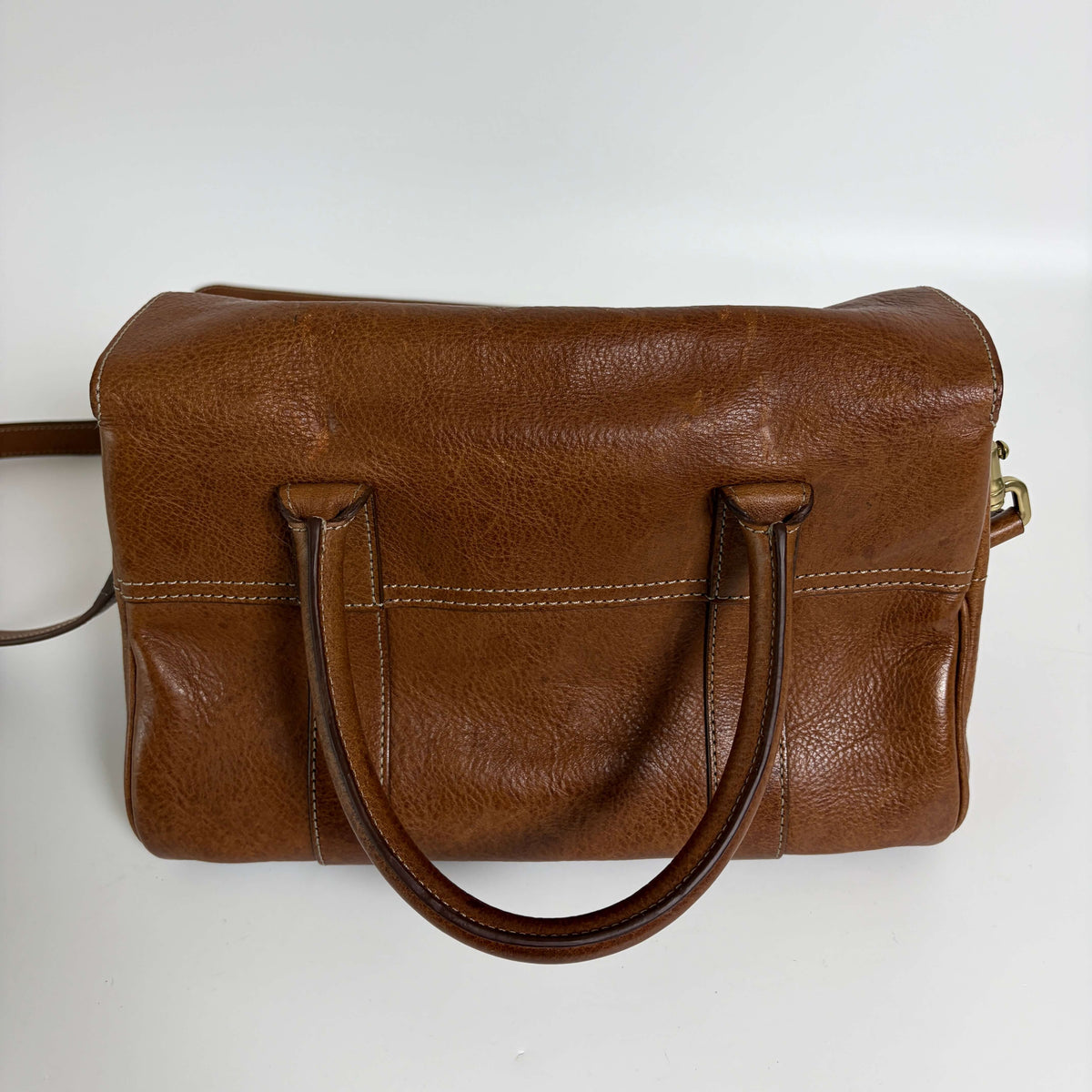 Authentic Mulberry Small Bayswater Satchel Leather Bag Natural Tan
