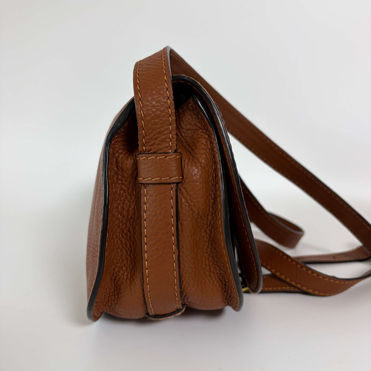 Chloé Marcie Mini Crossbody Bag brown leather left side view