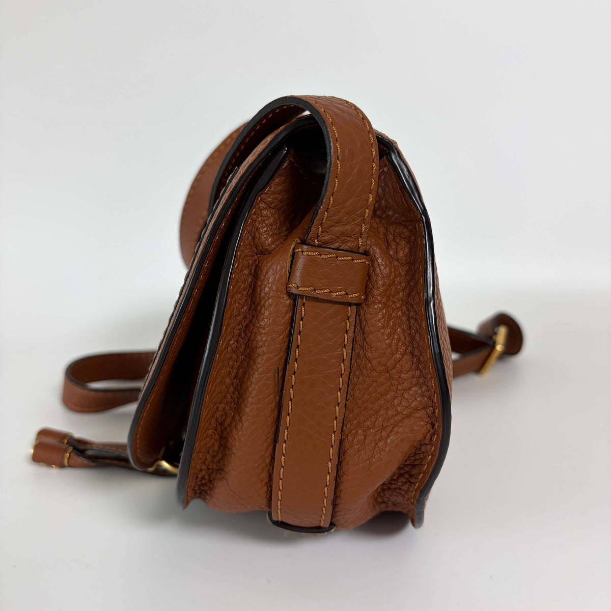 Chloé Marcie Mini Crossbody Bag brown leather right side view