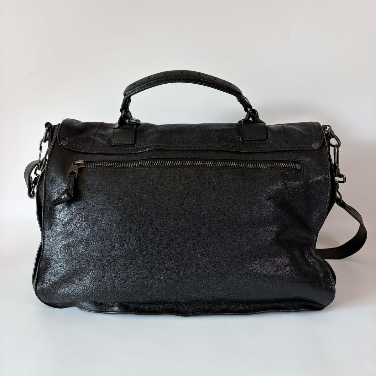 Proenza Schouler PS1 black leather satchel bag back view