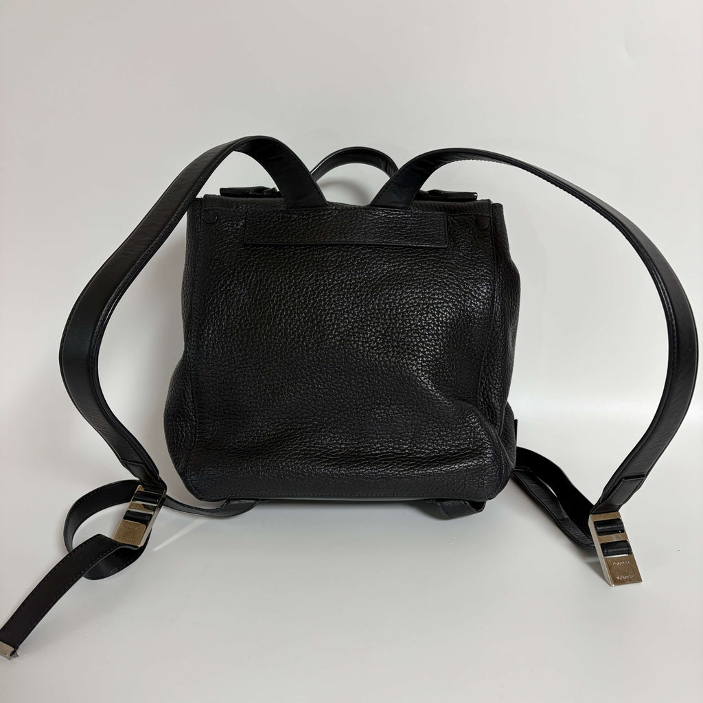 Proenza Schouler PS1 Backpack black leather back view with adjustable shoulder straps