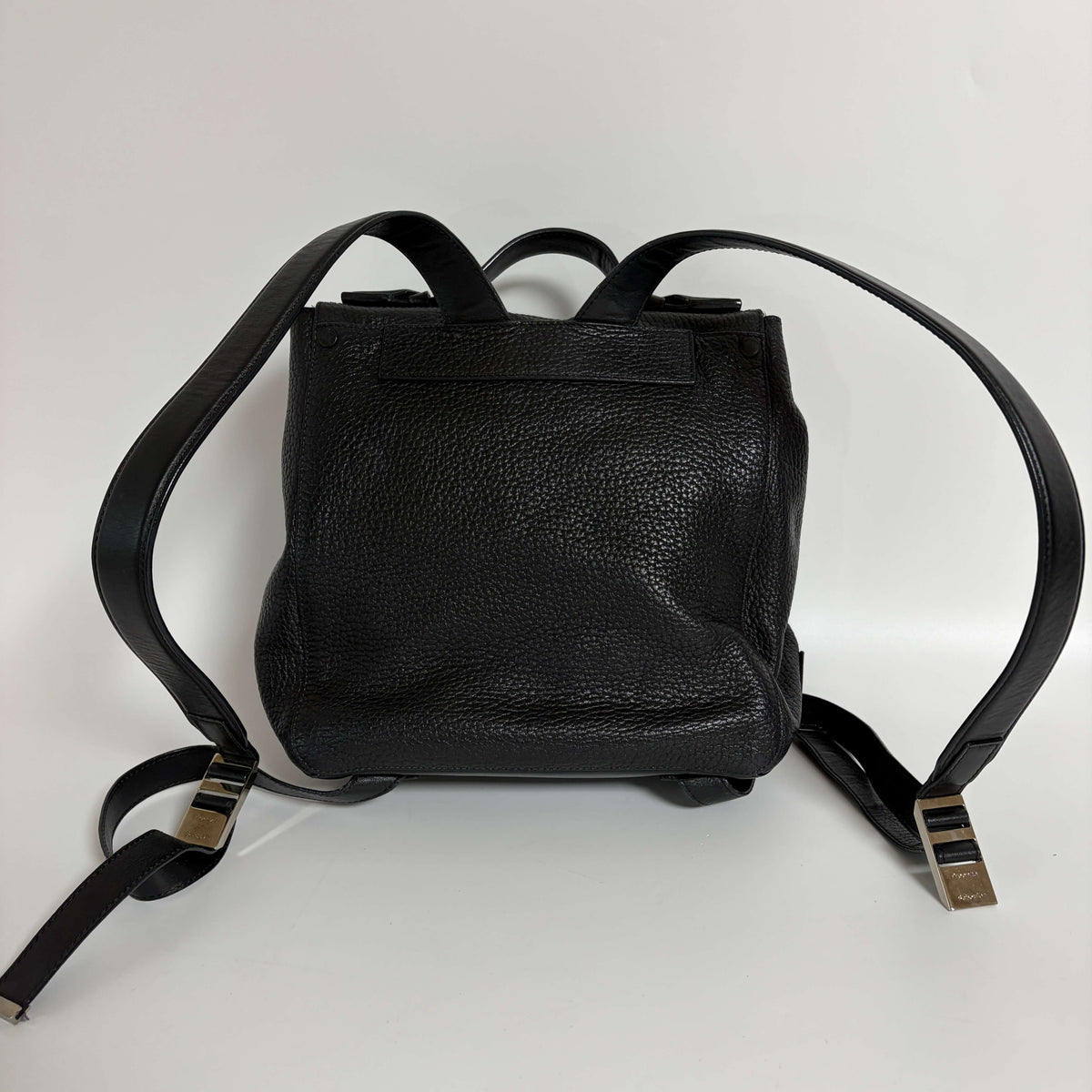 Proenza Schouler PS1 Backpack black leather back view with adjustable shoulder straps