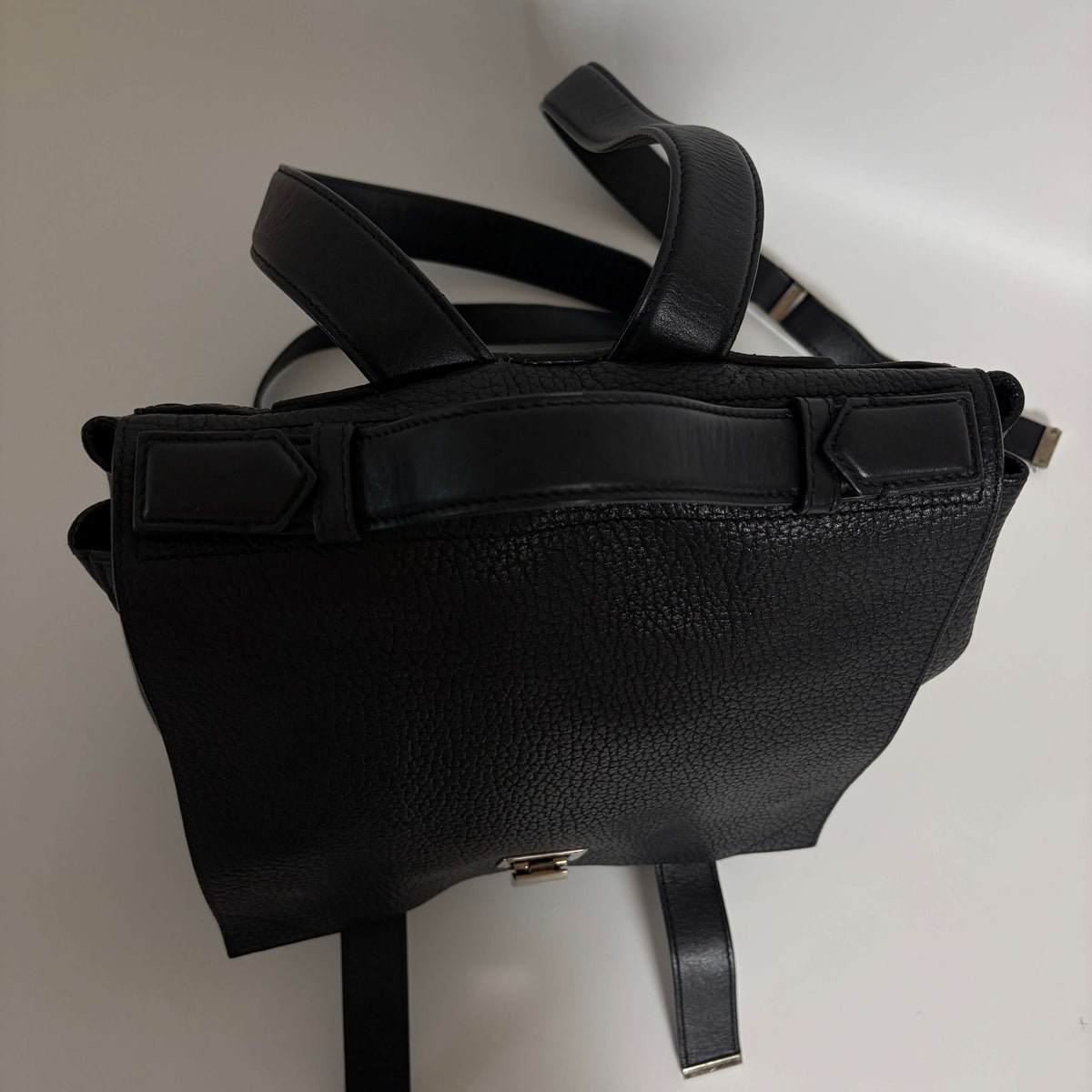 Proenza Schouler PS1 Backpack black leather top view with top handle
