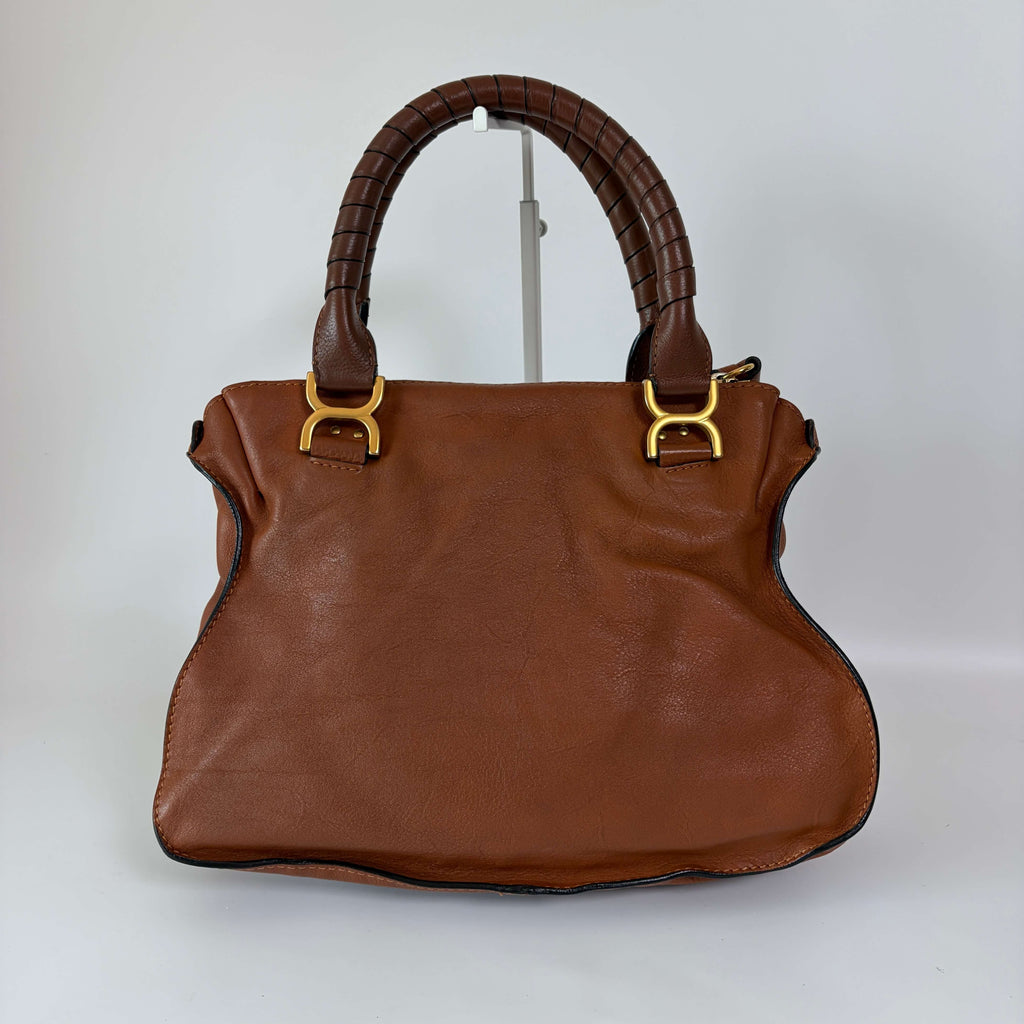 Chloé Marcie Shoulder Bag brown leather back view