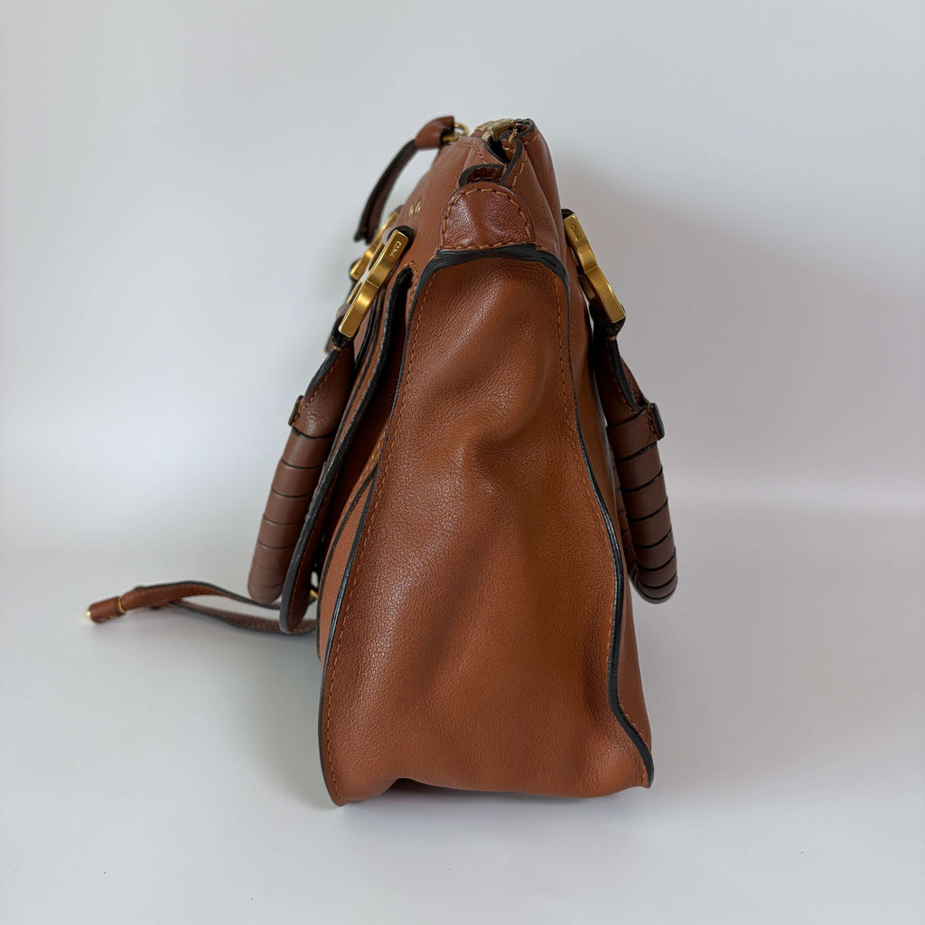 Chloé Marcie Shoulder Bag brown leather right side view