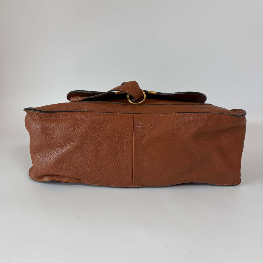 Chloé Marcie Shoulder Bag brown leather bottom view