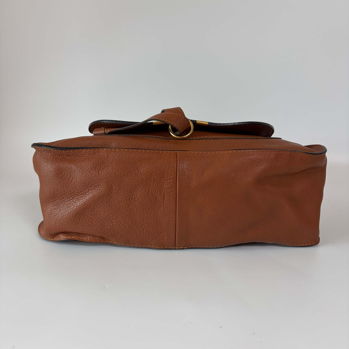 Chloé Marcie Shoulder Bag brown leather bottom view