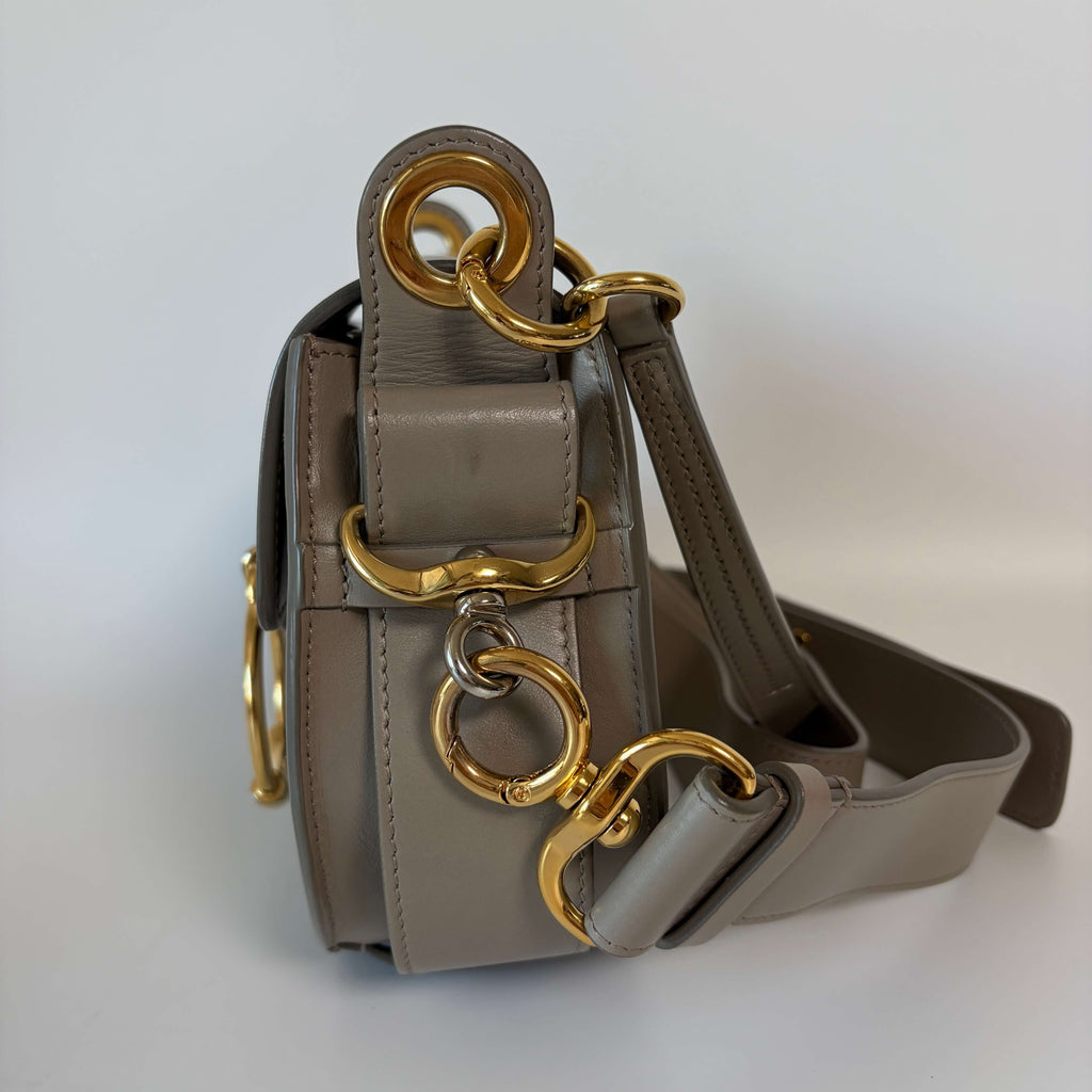 Chloé Tess Small Crossbody Bag gray leather right side view