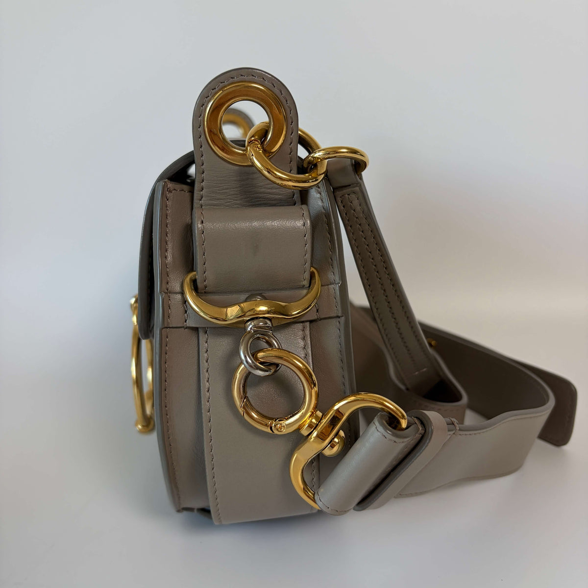 Chloé Tess Small Crossbody Bag gray leather right side view