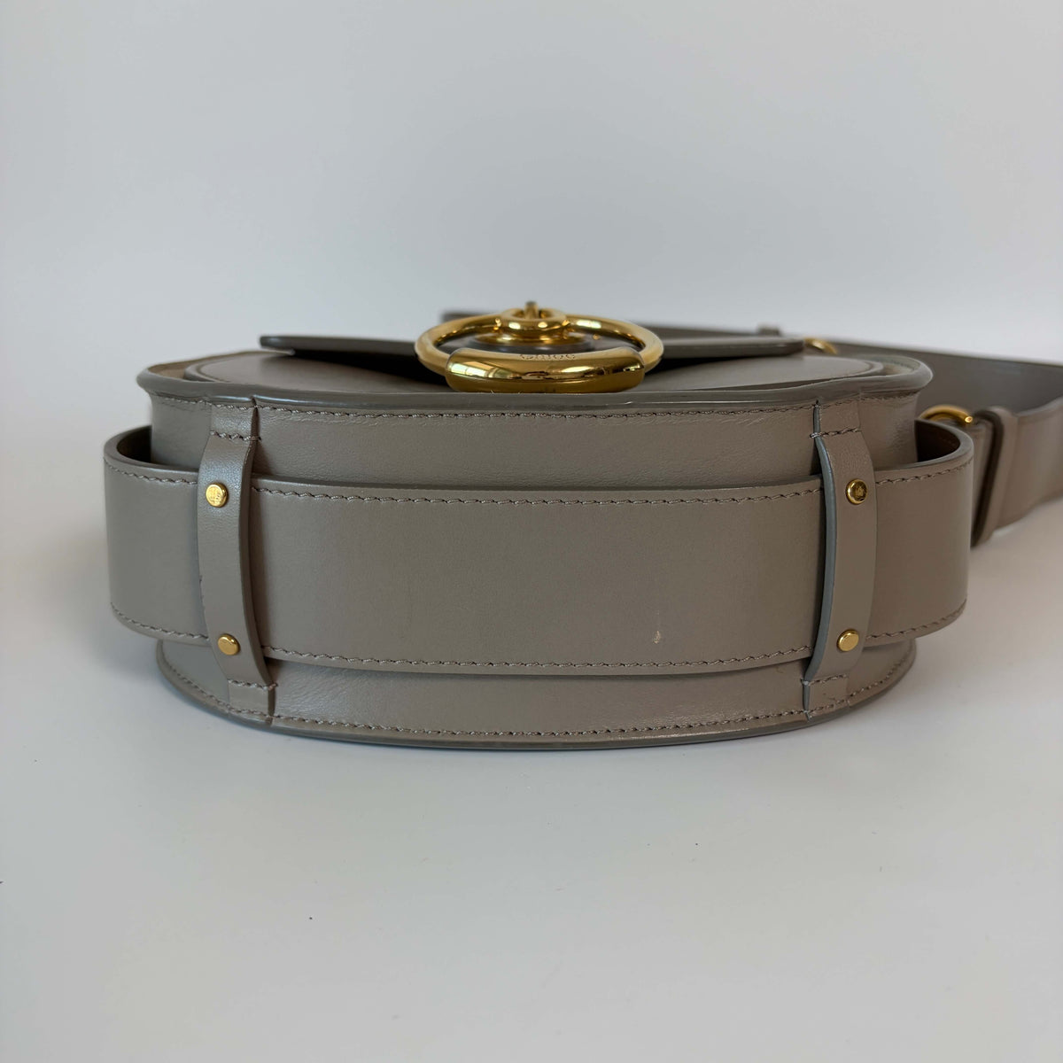 Chloé Tess Small Crossbody Bag gray leather bottom view