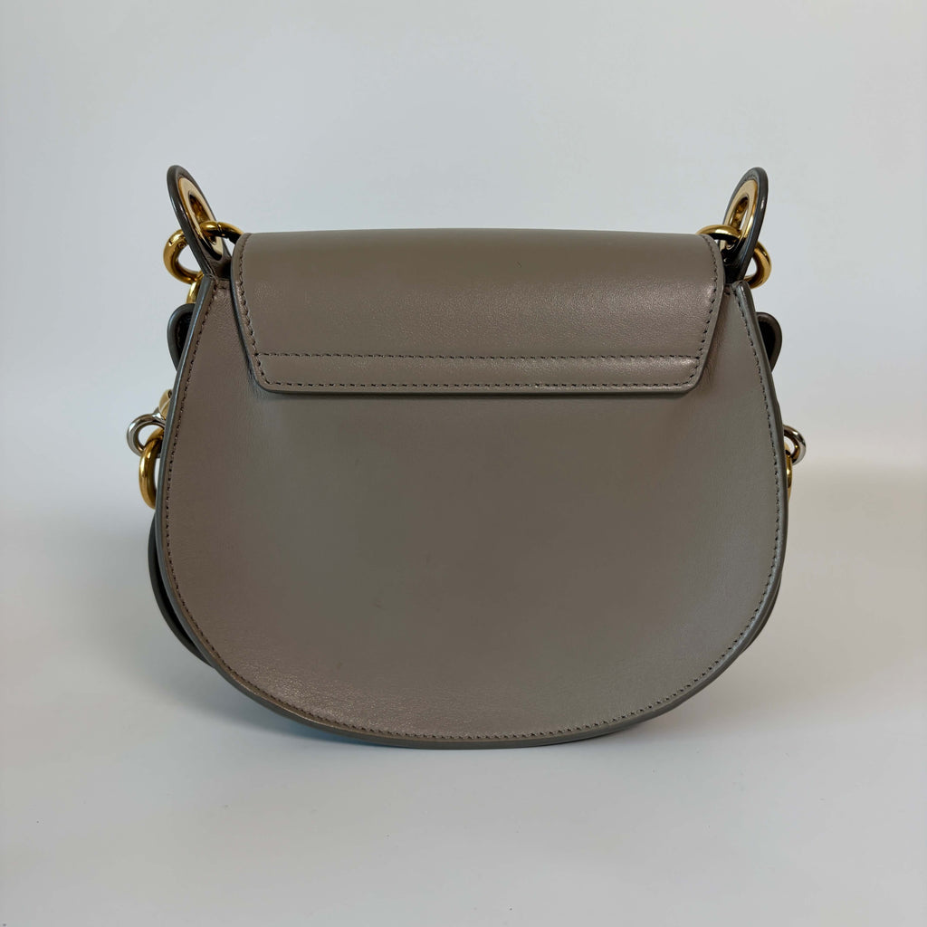 Chloé Tess Small Crossbody Bag gray leather back view