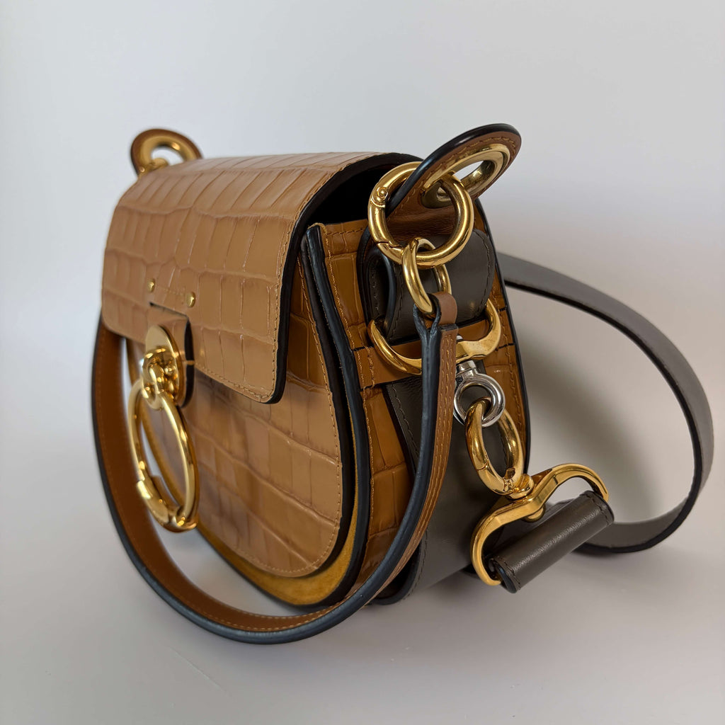 Chloé Tess Small Crossbody Croc Embossed Leather Bag