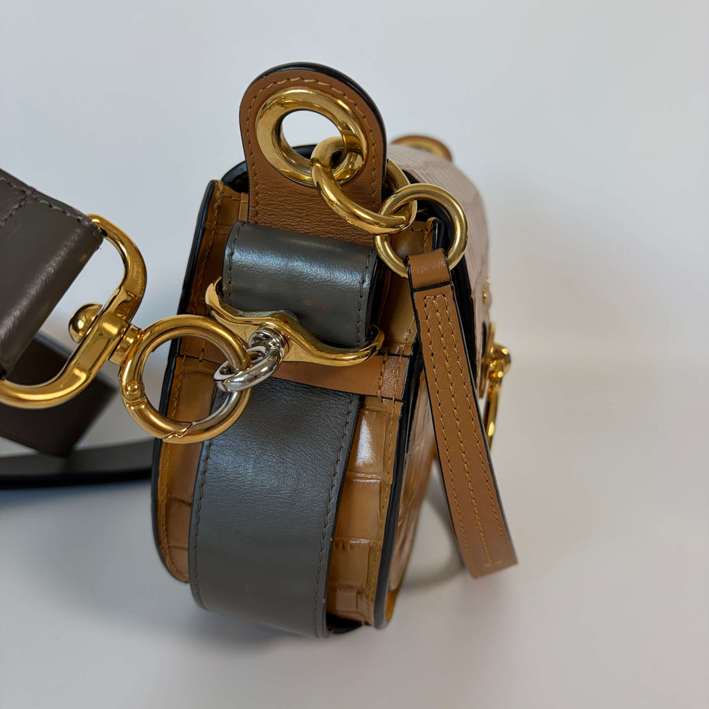 Chloé Tess Small Crossbody Bag gray leather left side view