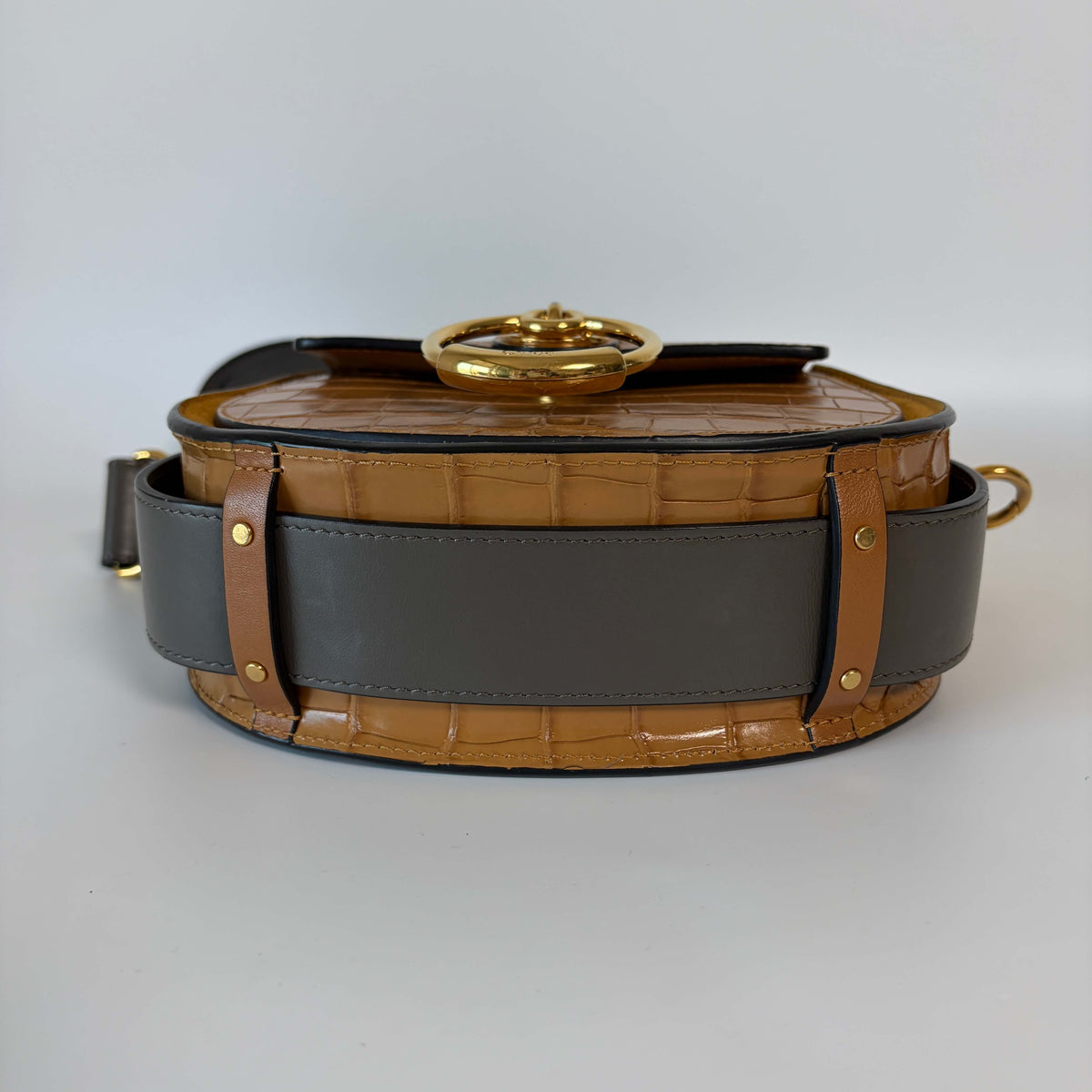 Chloé Tess Small Crossbody Bag gray leather bottom view