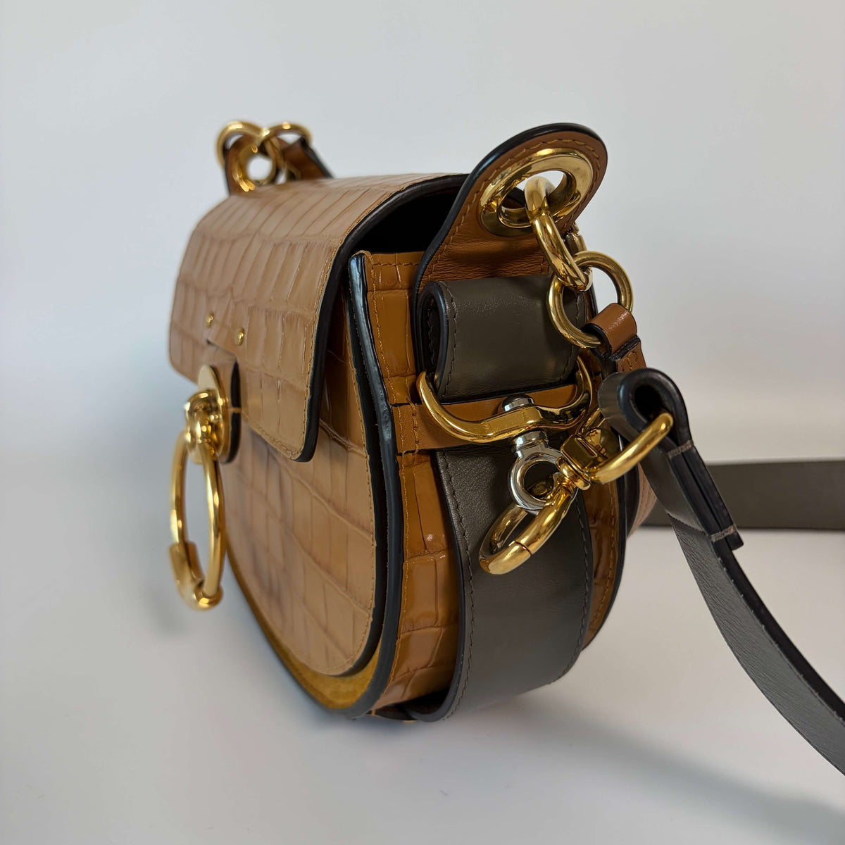 Chloé Tess Small Crossbody Bag gray leather right side view