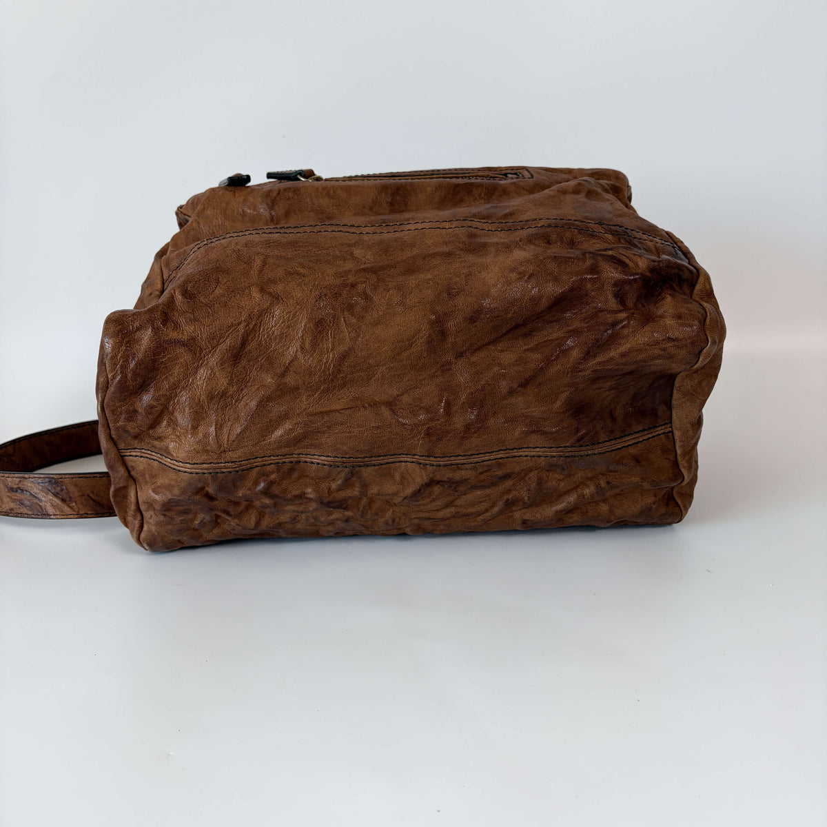 Givenchy Pandora Medium Shoulder Bag brown distressed leather bottom view