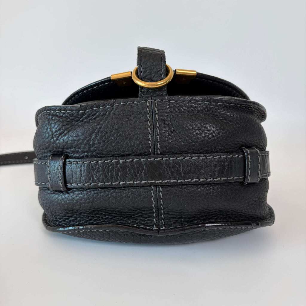 Chloé Marcie Mini Crossbody Bag black leather bottom view