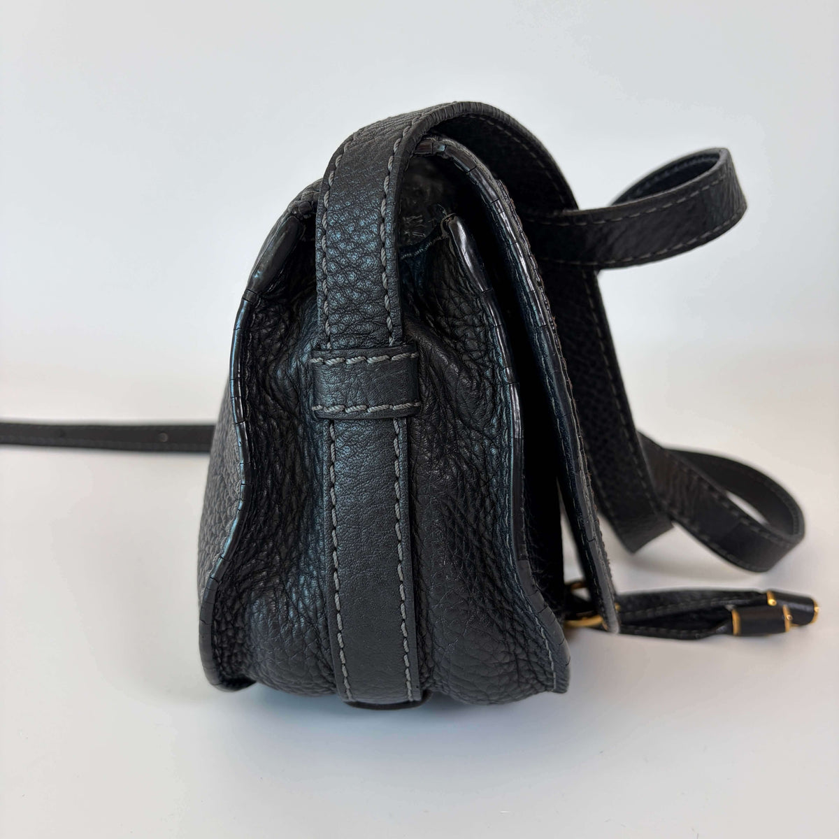 Chloé Marcie Mini Crossbody Bag black leather left side view