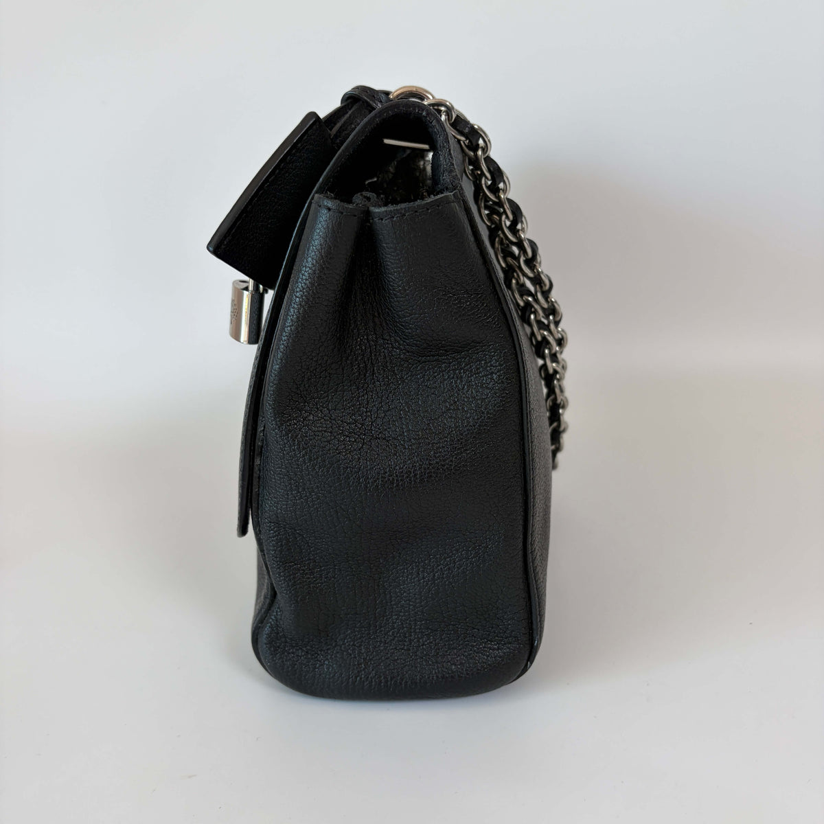 Mulberry Lily Shoulder Bag black grained leather right side view