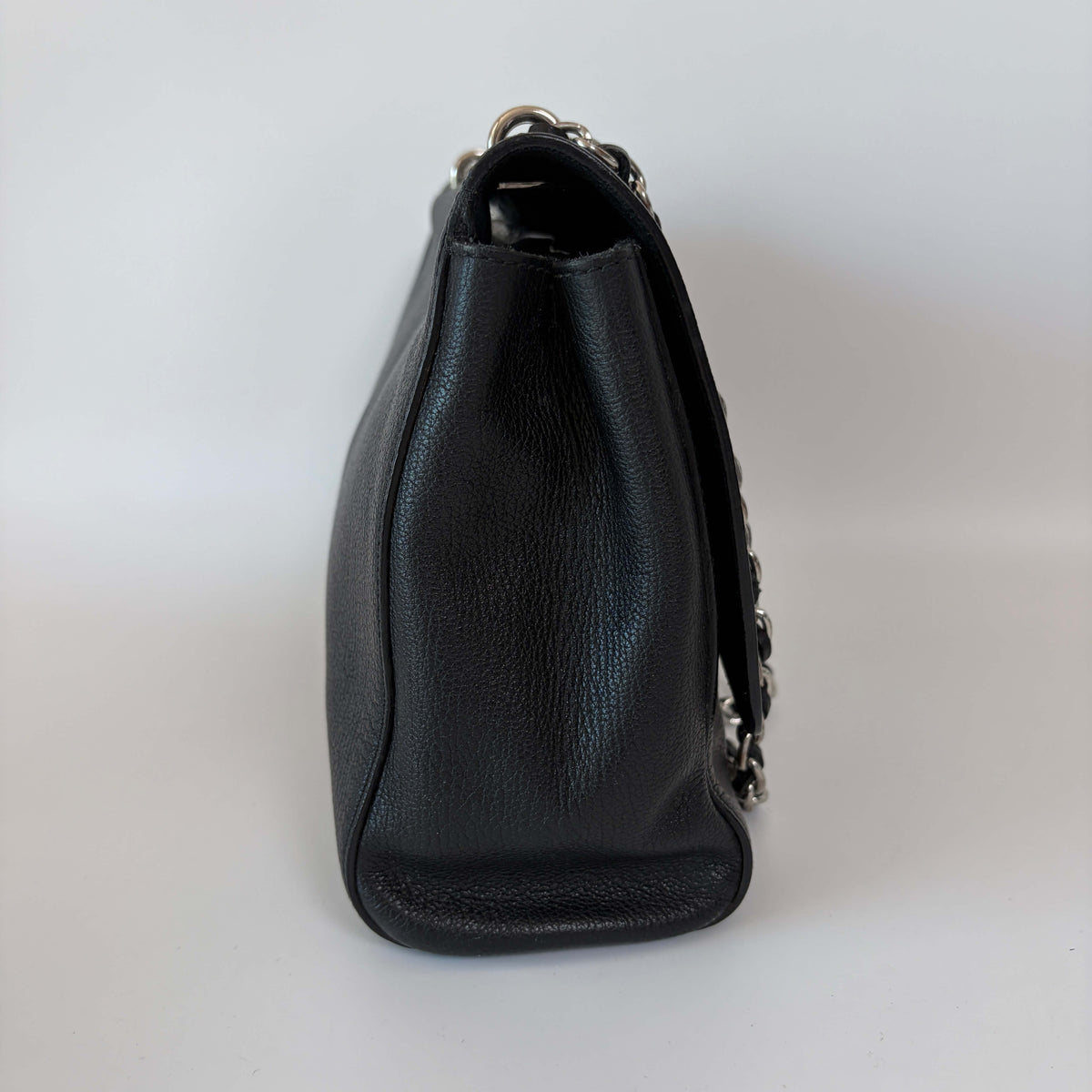 Mulberry Lily Shoulder Bag black grained leather left side view